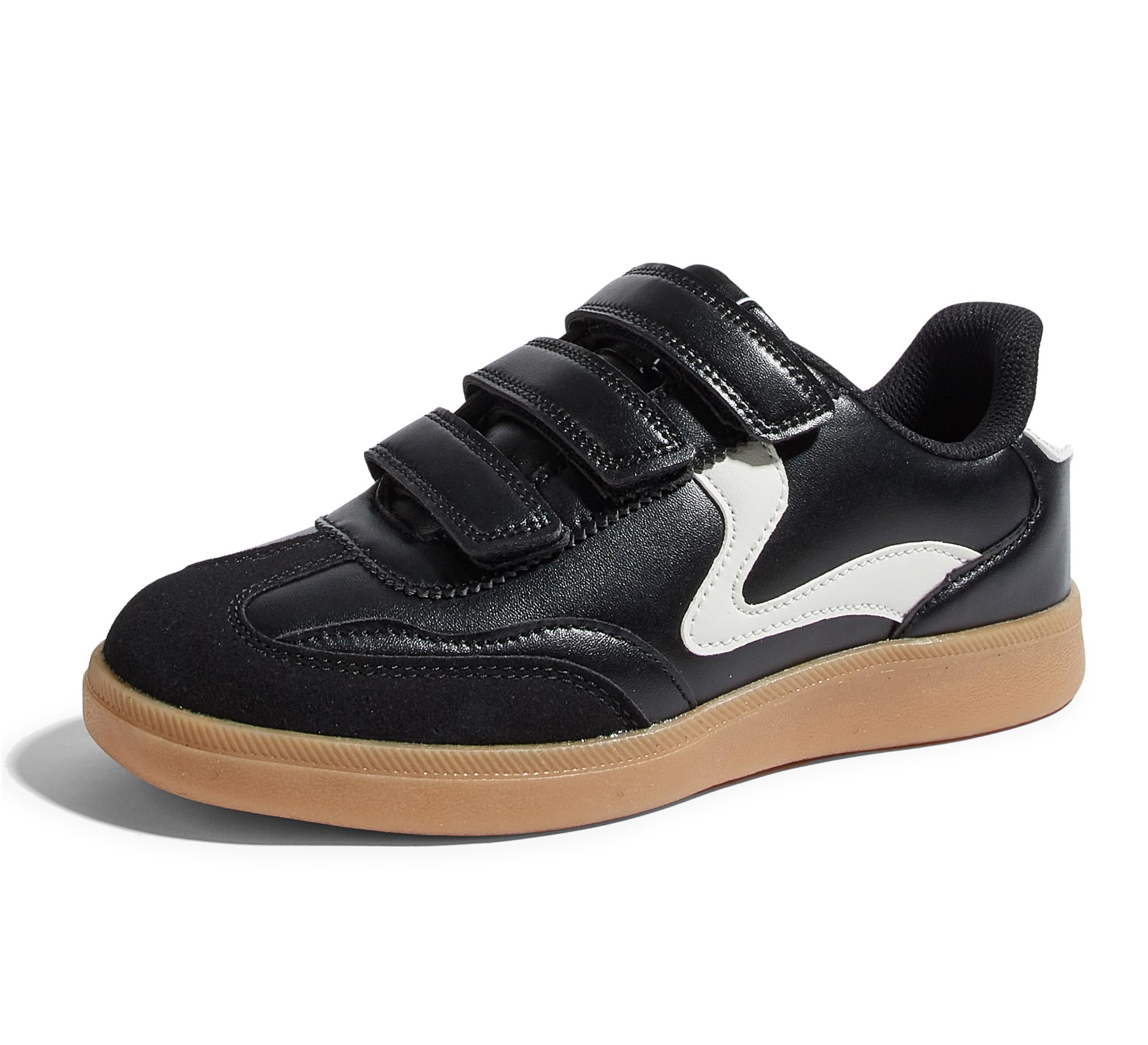 LUCKY STEP Women's Casual Fashion Retro Sneakers Classic Gum Sole Hook and Loop Tennis Footwear Anti Slip Skate Trainers Trendy Walking Shoes