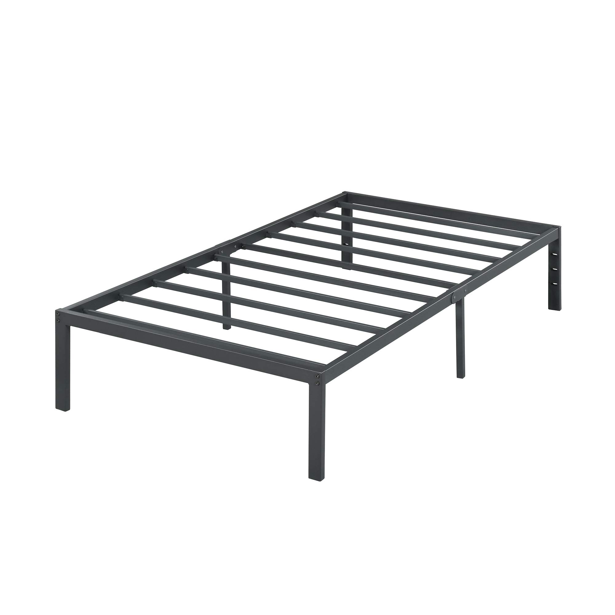 PrimaSleep 14 Inch Heavy Duty Steel Slat Anti-Slip Support, Easy Assembly Platform Bed frame, Noise Free Steel Mattress Foundation, Maximum Storage, No Box Spring Needed, Black, Twin Size