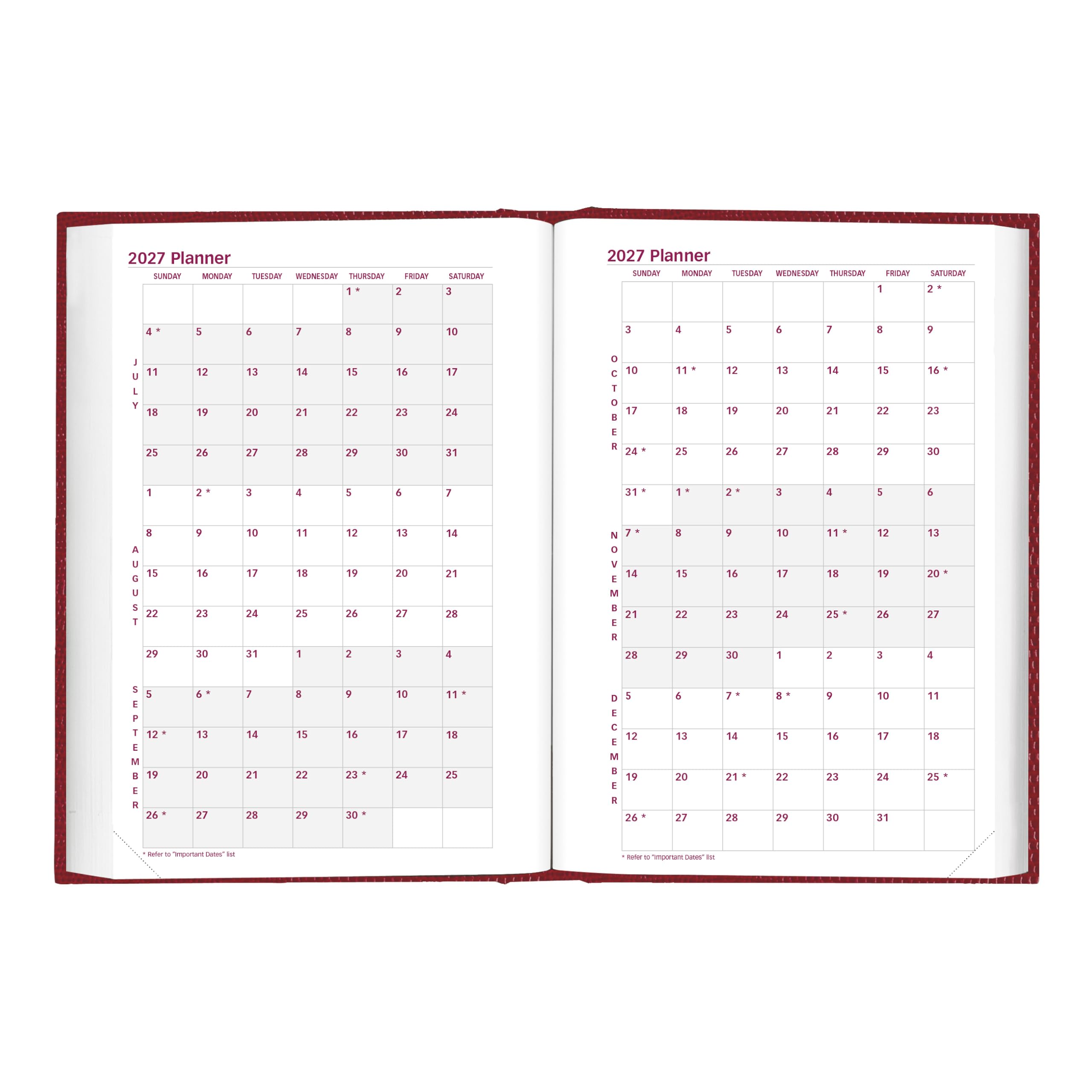 Brownline® - Agenda giornaliera/mensile tradizionale 2027, 12 mesi, da gennaio a dicembre, rilegatura perfetta, 19,1 x 12,7 cm, rosso brillante (CB387.RED)
