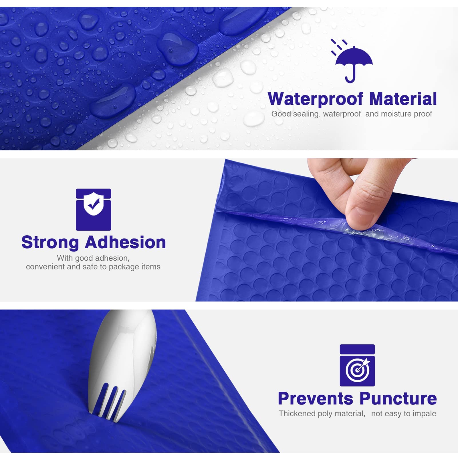 Metronic Sobres de burbujas de 6 x 10 pulgadas, paquete de 100 unidades, sobres acolchados impermeables, sobres acolchados para envío, suministros para pequeñas empresas, embalaje, azul marino