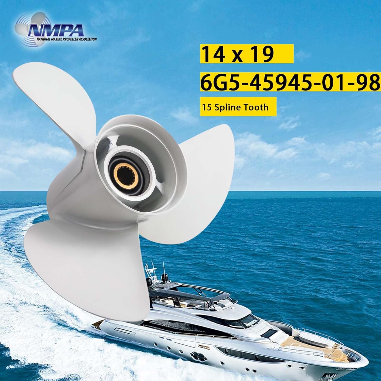 VIF OEM Upgrade Aluminum Boat Propeller Compatible with Yamaha 150hp 175hp 200hp 220hp 225hp 250hp 300hp F150 F175 F200 F225 Outboard Engines,15 Tooth,Rh
