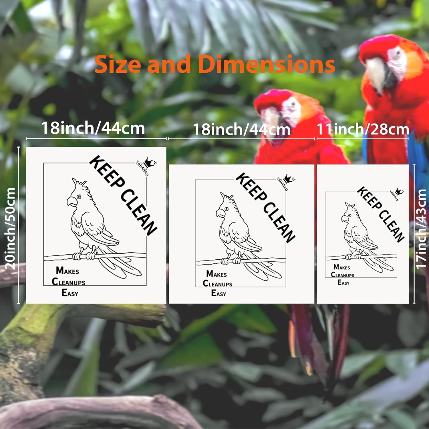 Bird Cage Paper Liners, Bird Cage Liners, 200pcs Disposable Paper Cage Liners for Birds, Pre-Cut Large Bird Cage Liners for Parrot, Parakeet, Conure, Cockatiel, 17 X 11 inch, White