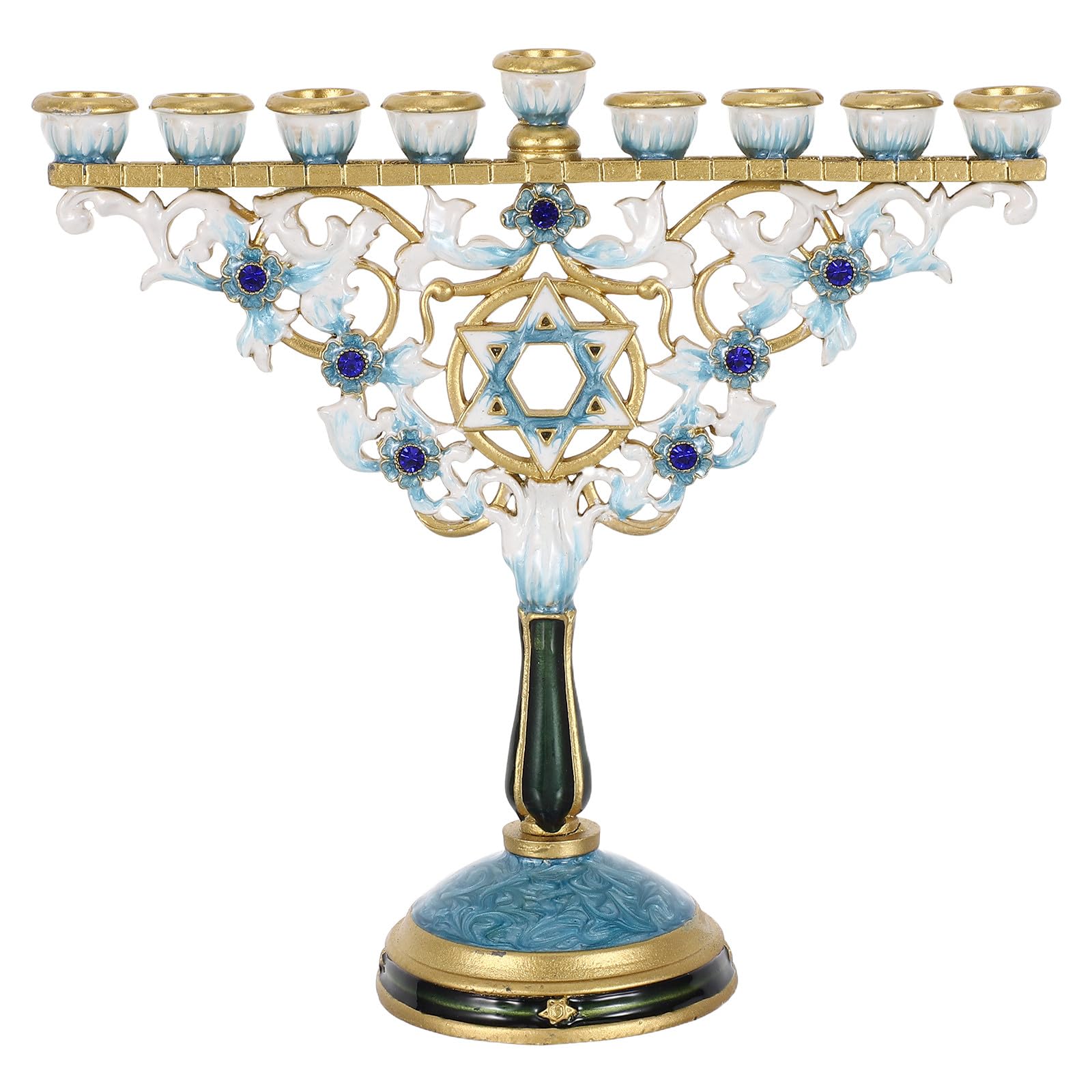 DOITOOL Portacandele decorativo per Menorah di Hanukkah a 9 rami per la cerimonia di Chanukah - Portacandele a 9 bracci per la cerimonia di di candela