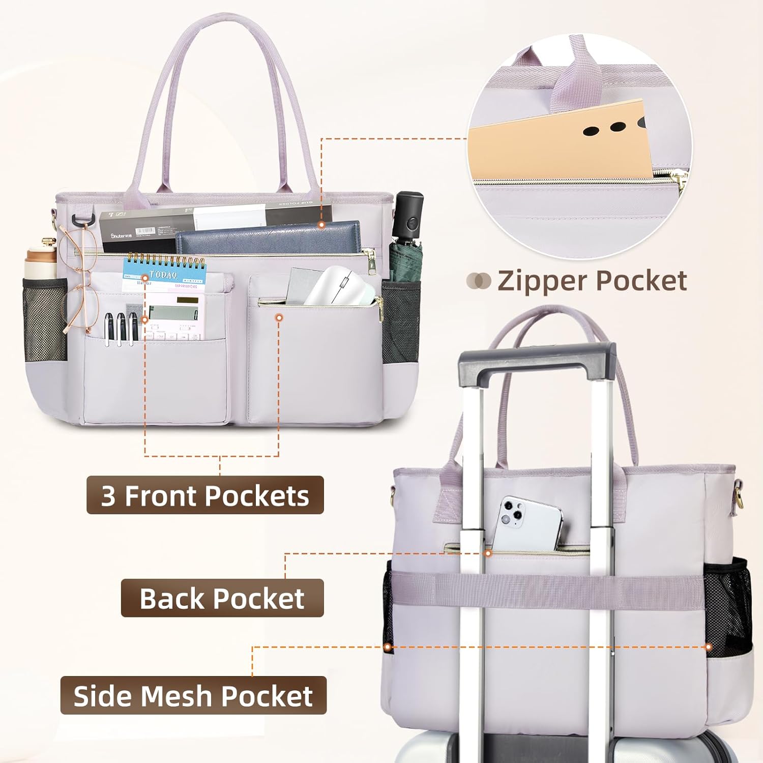 RAINSMORE Laptop Bag for Women 15.6 Inch Work Teacher Tote Nurse Bag Professional Laptop Tote Computer Messenger Shoulder Bags Large Handbag Business Office Work Briefcase - Image 5