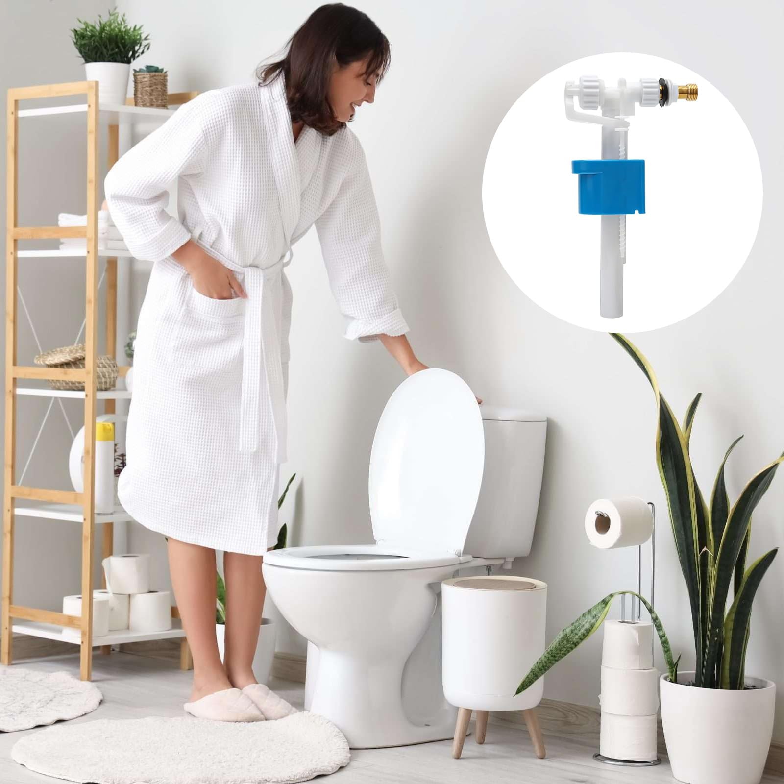 Spülkasten Füllventil Universal, Leise & Wassersparend | WC Füllventil Ersatzteile mit G1/2" Messing Anschluss, Einstellbares Wasserzulaufventil WC-Spülkasten aus Kunststoff, Keramik