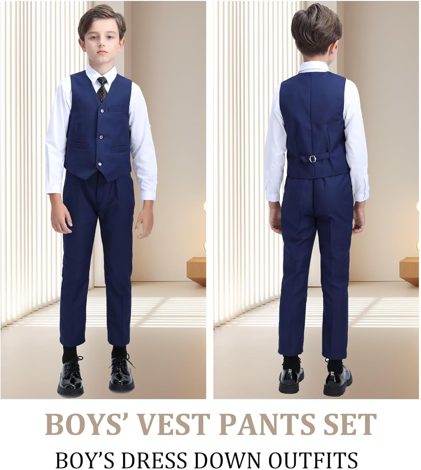 Boys Suit Toddler Boy's Formal Suit Dress Vest Pants Kids Jacket Navy Blue Suits for Boys Easter Outfit Size 6