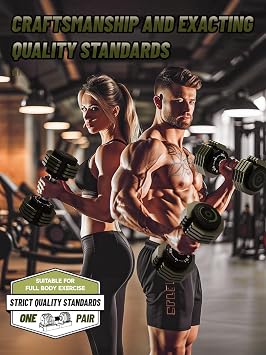 Adjustable Dumbbells Set 22.5LB Pair, 1-Sec Fast Adjustable 5 Free Weights, Premium Comfort Non-slip Metal Handle, Compact Size for Full Body Home Workout