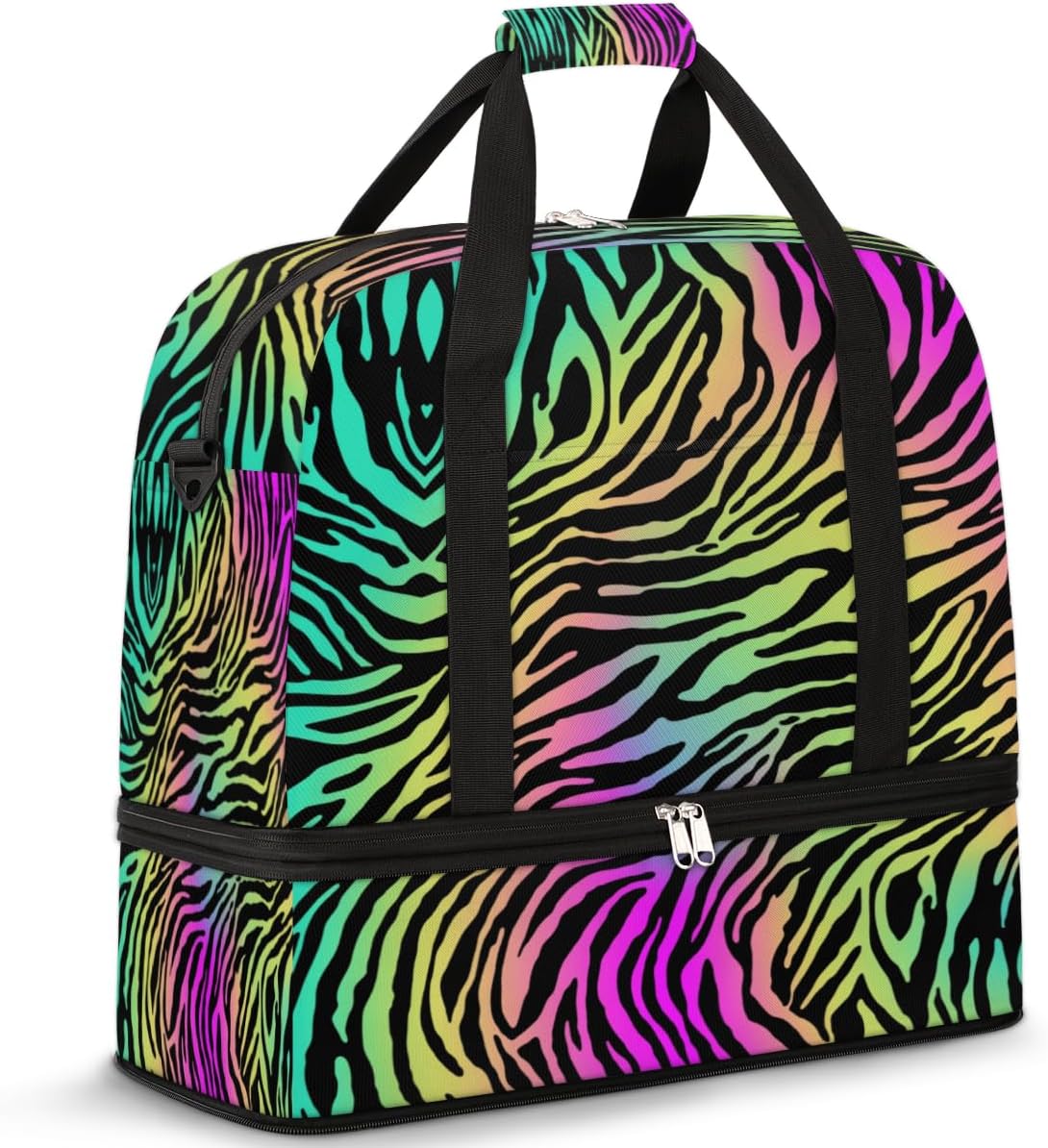 QsirBC Animal Skin Prints Theme Decor Gym Bag for Women Duffle Tote with Shoes Compartment Men Weekender Duffel for Dance Travel Sports Swimming Overnight