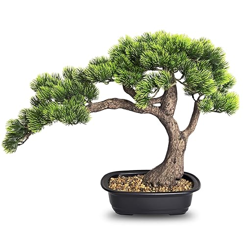 Artificial Bonsai Tree, Large Faux Pine Plants 15 inch, Faux