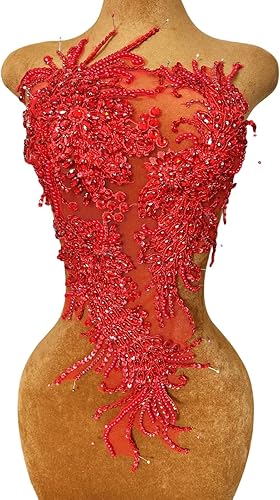 Miniatura 16 de Vestido de novia con cuentas a mano, parches para coser en apliques de encaje con diamantes de imitación, accesorios de cristales de bricolaje