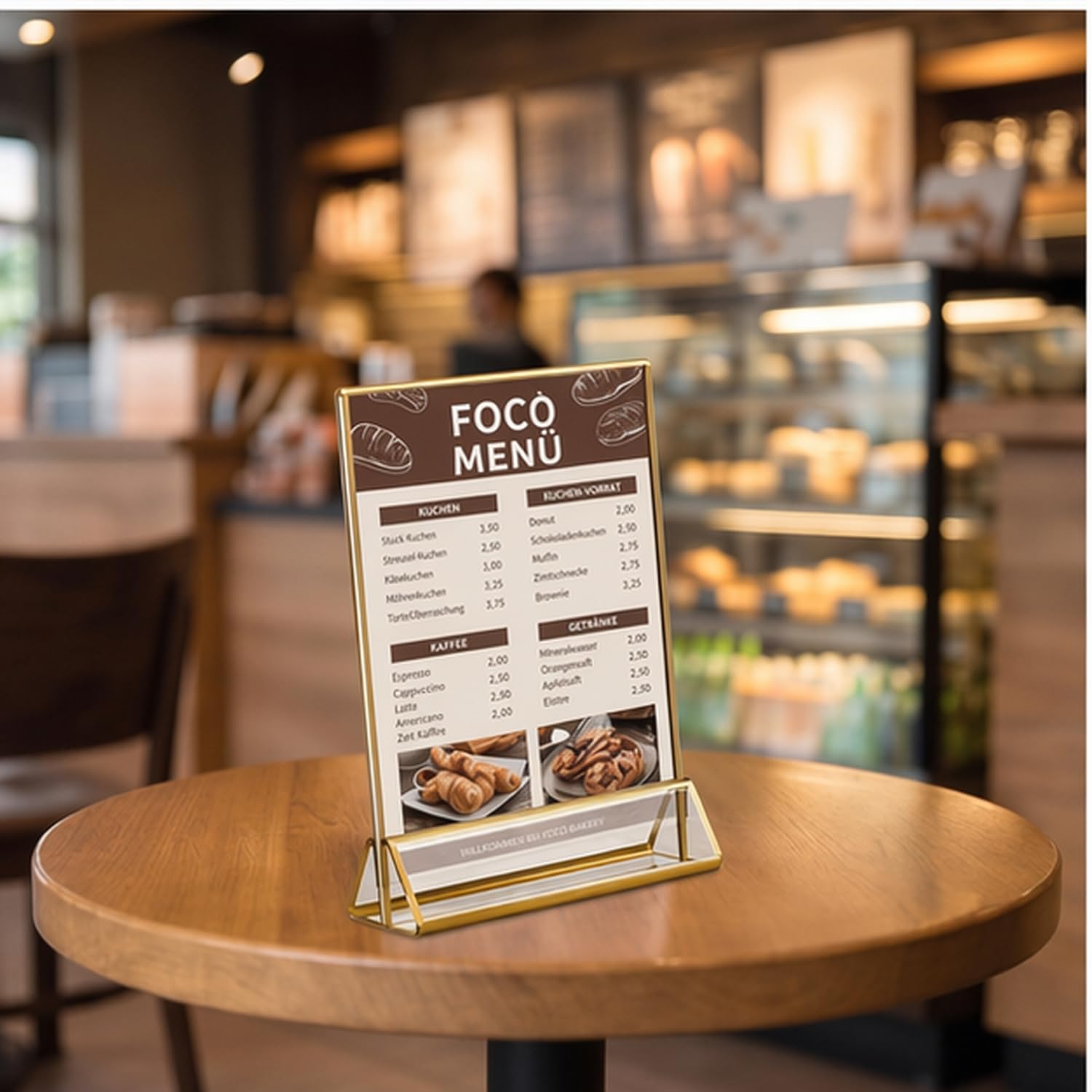 6 pezzi Espositore da tavolo A5 in acrilico con bordi dorati, espositore A5 a T, espositore verticale bifacciale per menu per matrimonio, ristorante e ufficio.