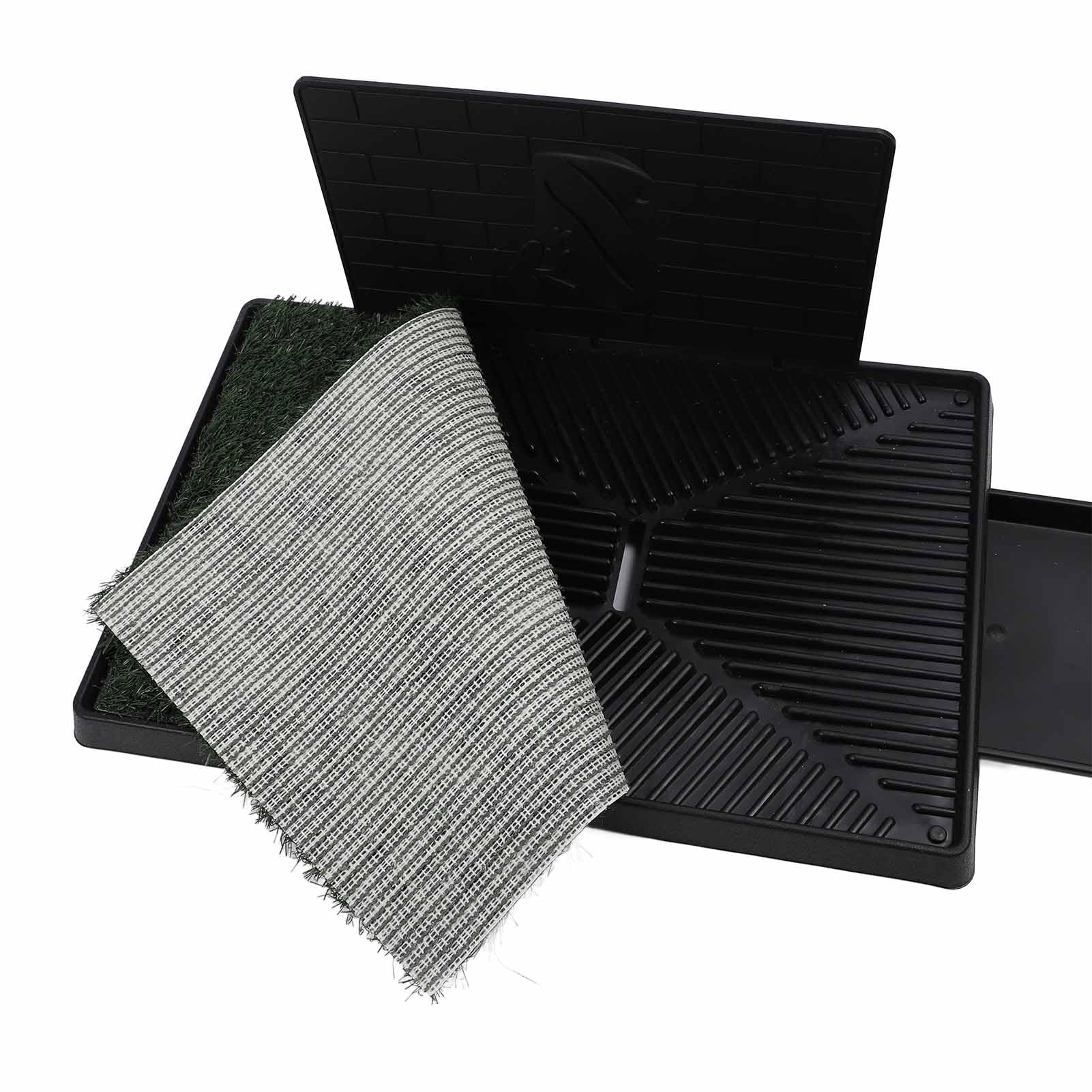 Qcwwy Orinal con Parche de Hierba para Perros, Césped de Baño para Perros de Entrenamiento, Reutilizable, Artificial, Lavable, con Deflector de Orina y Bandeja para Perros (Tamaño