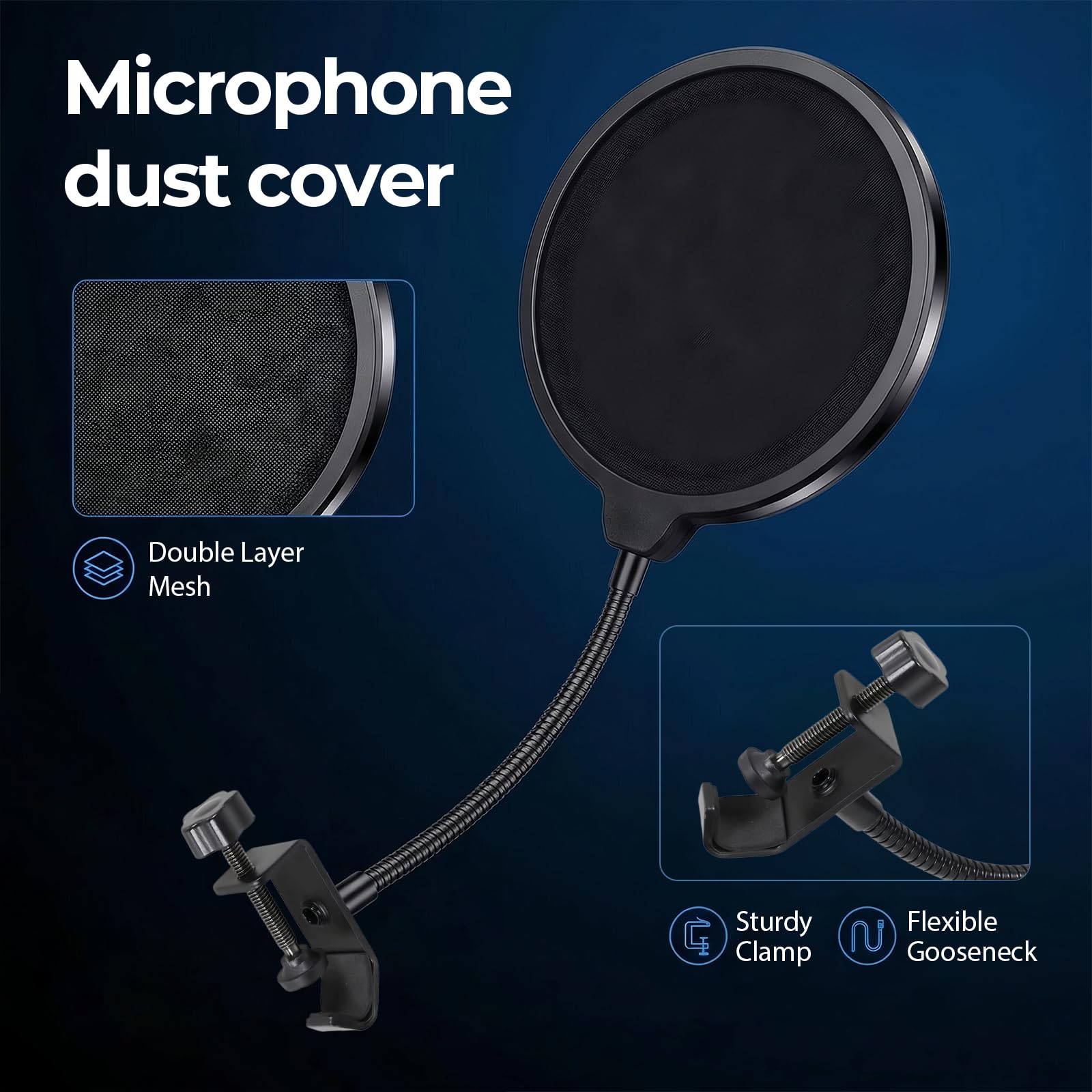 Microphone Filtre Anti-Pop, Pour Microphone Avec Bouclier Isolation Micro Et Filtre Micro Double Couche, Anti Pop Et Bonnette Micro Pour Enregistrement Vocal Podcast Chant Et Création Audio