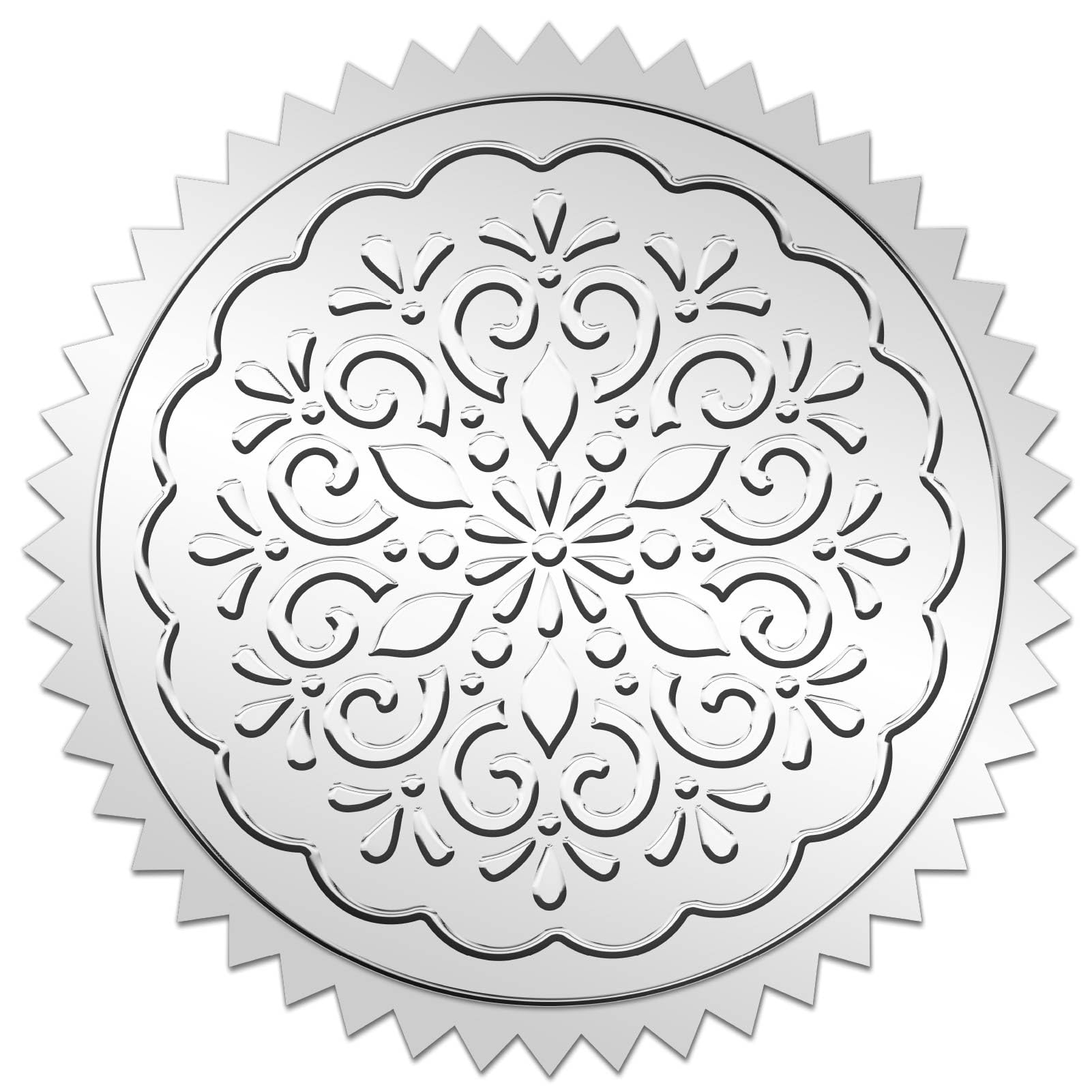 CRASPIRE 100pcs Self-Adhesive Silver Foil Embossed Stickers Christmas Snowflake Medal Decoration Sticker Flower Pattern Vintage Graduation Corporate