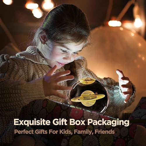 Miniatura 5 de Lámpara de bola de cristal de fútbol 3D con base LED de madera de 16 colores, luz nocturna de bola de vidrio de fútbol de 3.15 pulgadas mejorada con