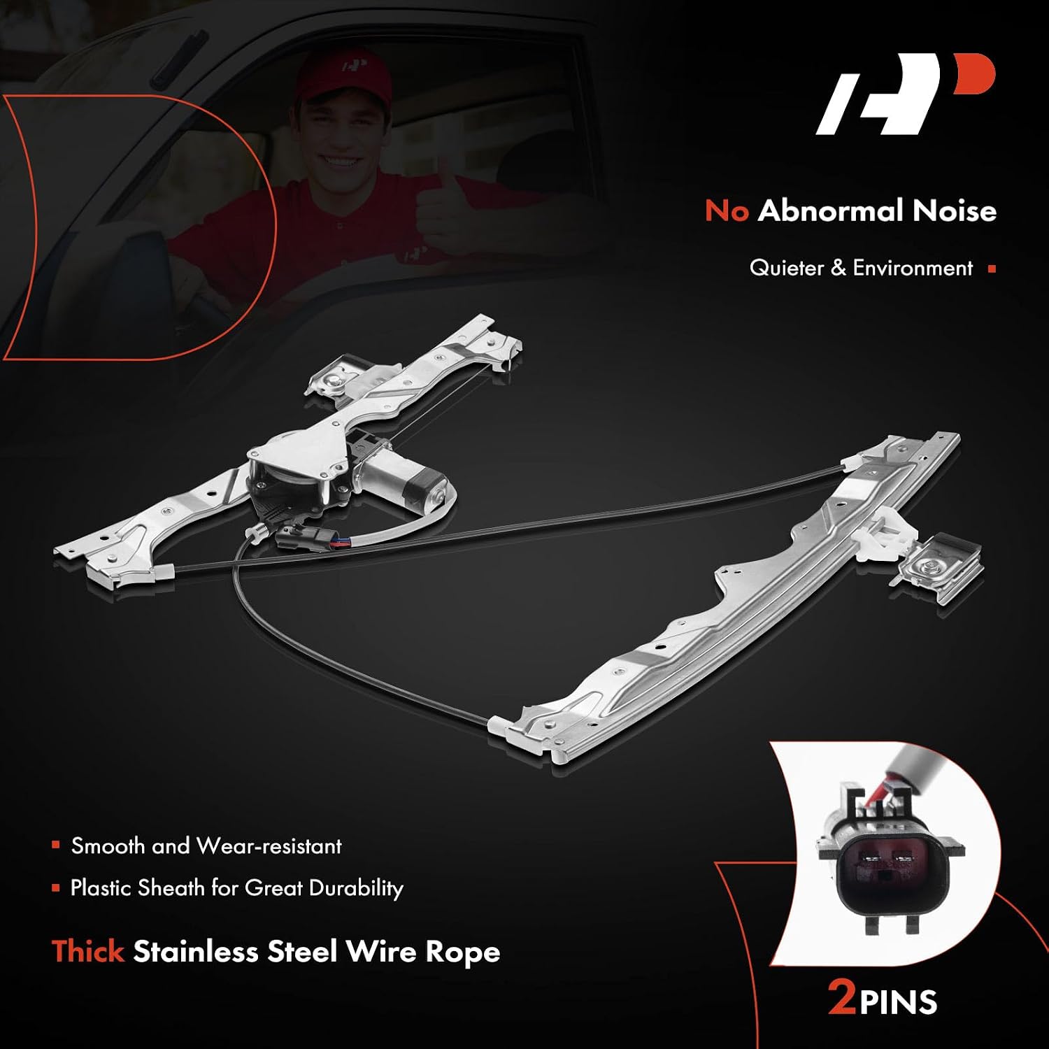 A-Premium Power Window Regulator with Motor Front Passenger Side Compatible with Jeep Grand Cherokee 2005 Front Right Passenger Side
