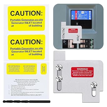Generator Interlock Kit,Generator Horizontal Electrical Interlock Kit | for Eaton Cutler Hammer CH TAN Breaker 150 or 200 Amp Panel,1 1/2 inch Spacing Between Main and Branch Circuit Breakers
