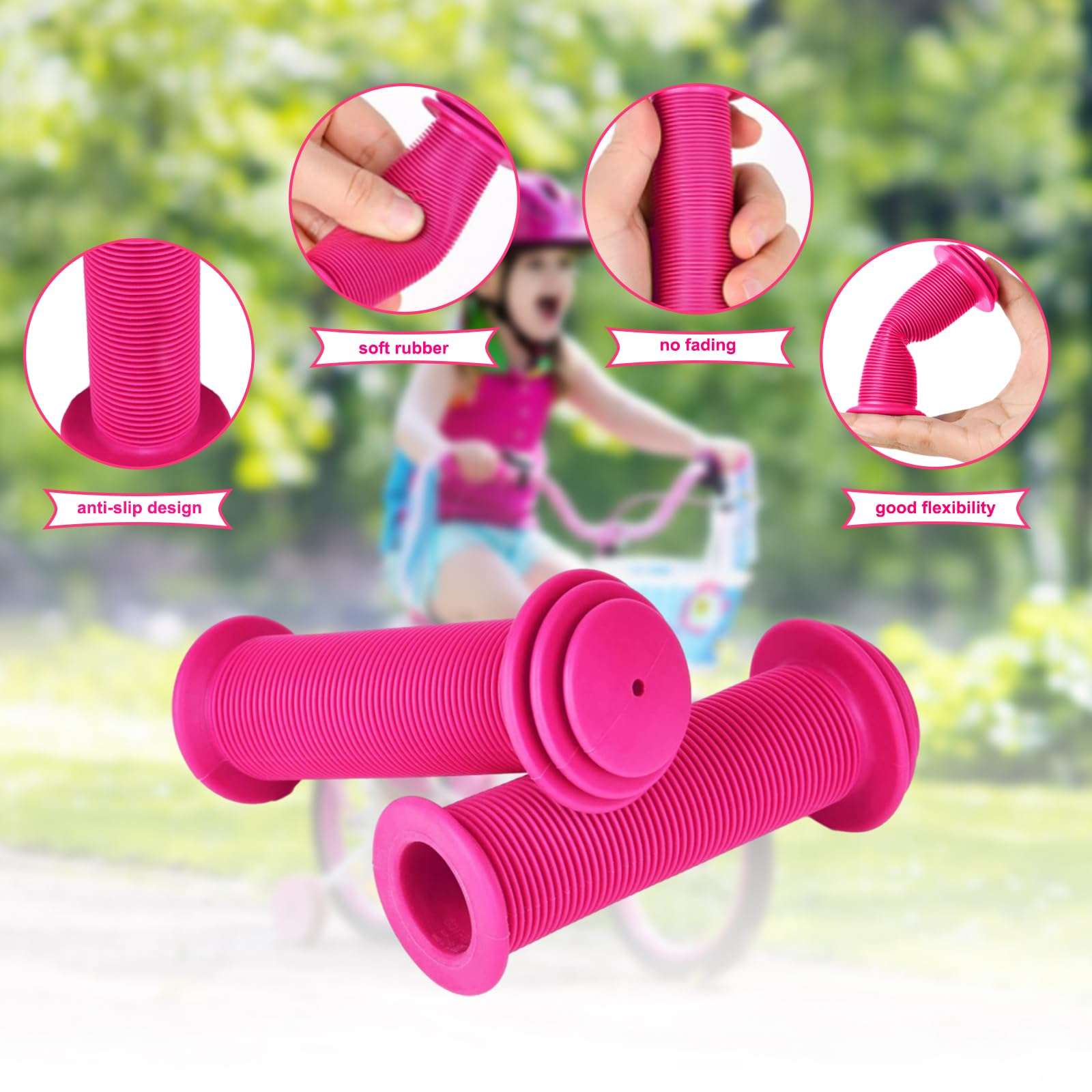 5 Pcs Kids Bike Handlebar, Non-Slip Soft Rubber Handlebar Grips, Bicycle Handlebar with Tassels and Bike Bell for Boys and Girls Kids Bikes - Image 3