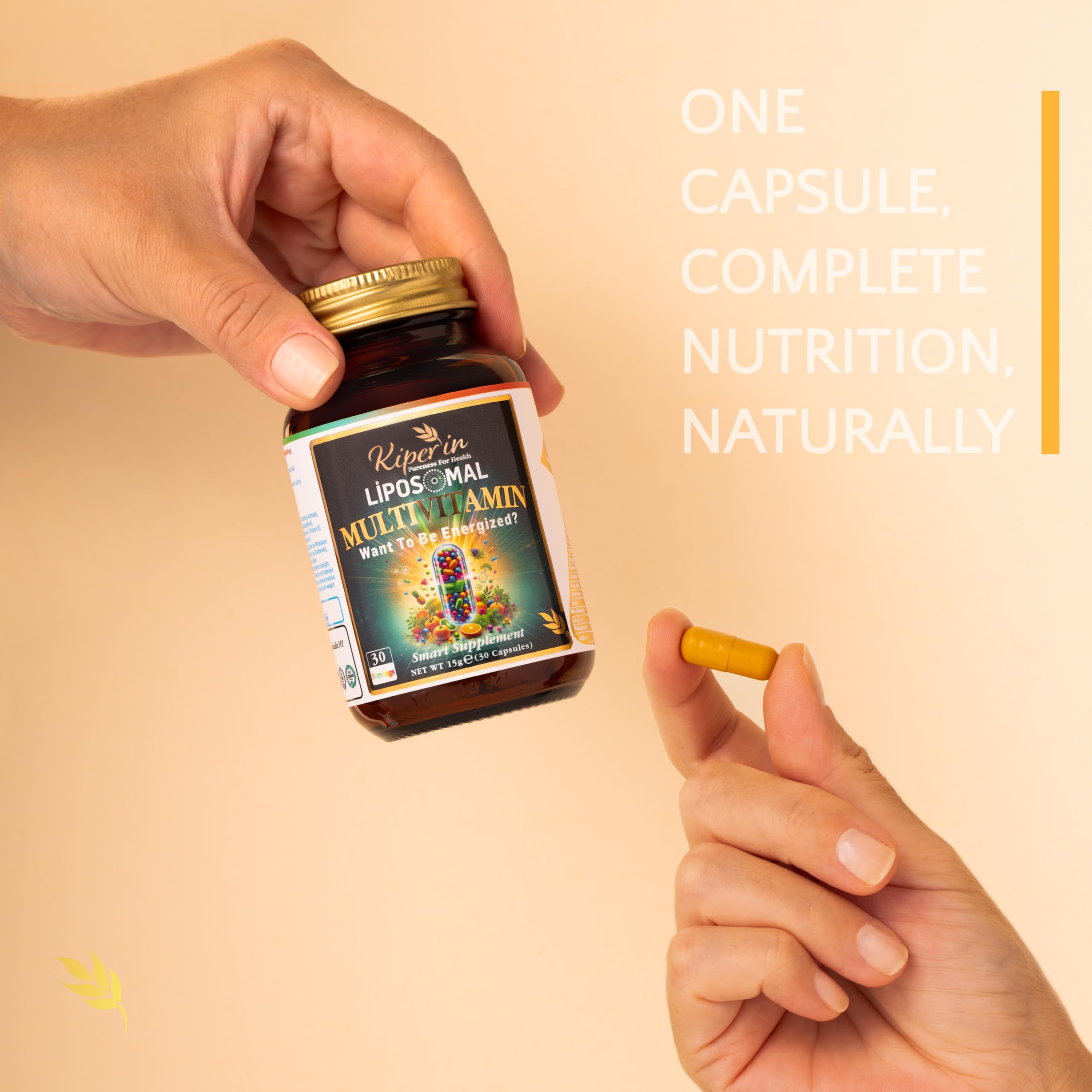 Kiperin Lipozomal Multivitamin Akıllı Takviye | Klinik Olarak Kanıtlanmış | 13 Vitamin & 6 Mineral - Yüksek Emilim: A, C, D3, E, B, K, Biotin, Çinko, Demir. | Enerji, Bağışıklık, Cilt, Saç | 30 Kapsül