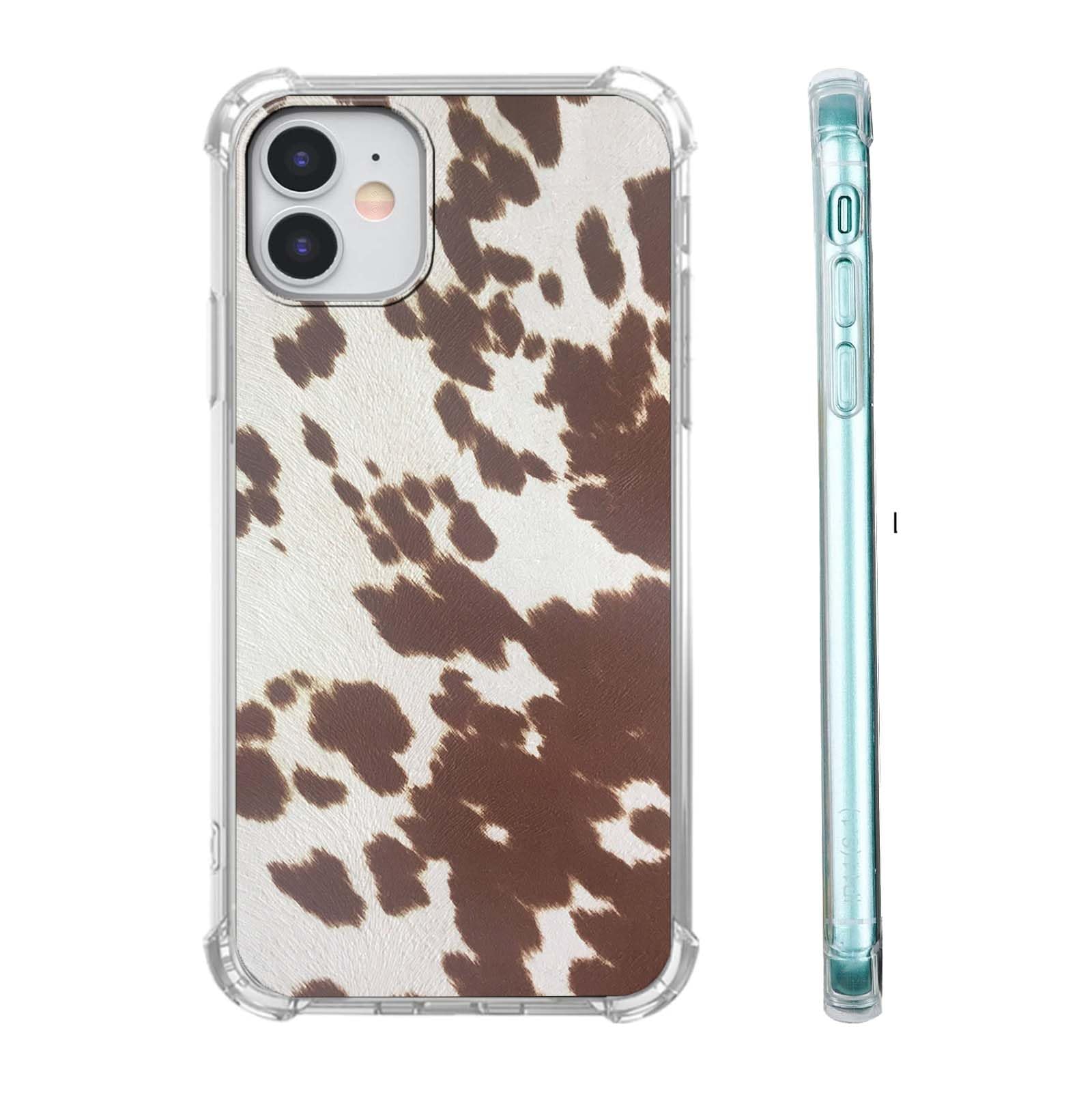 Hsondcn Case for iPhone 11 with Cowhide Pattern,Farm Animal Retro Western Cattle Desgin,Trendy Soft TPU Bumper Phone Cover(11,Leather)