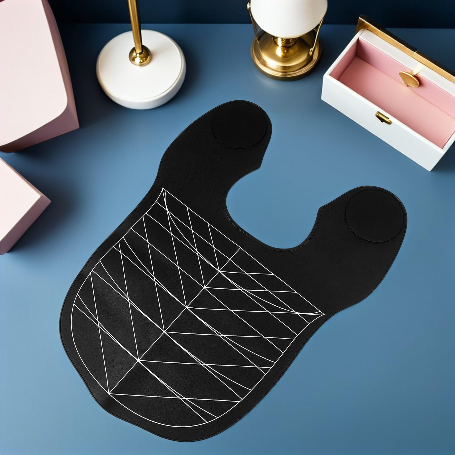 Gatuida Collier Guide de Coupe de Cheveux en Silicone Noir, Lot de 2 | Tapis de Coupe, Cape de Salon pour Procédures, Nettoyage Facile et Confort Ergonomique