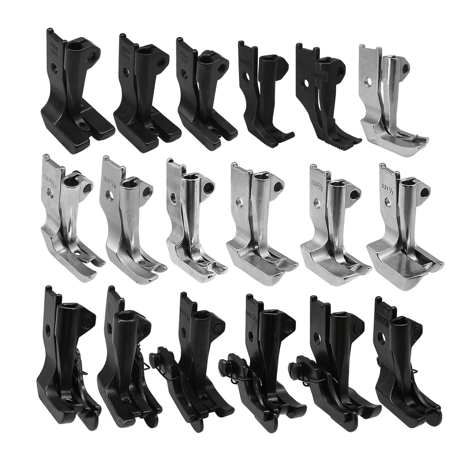 Juego de prensatelas for caminar, tuberías soldadura con cremallera guía borde for piezas máquinas coser industriales una sola aguja, 18 Uds