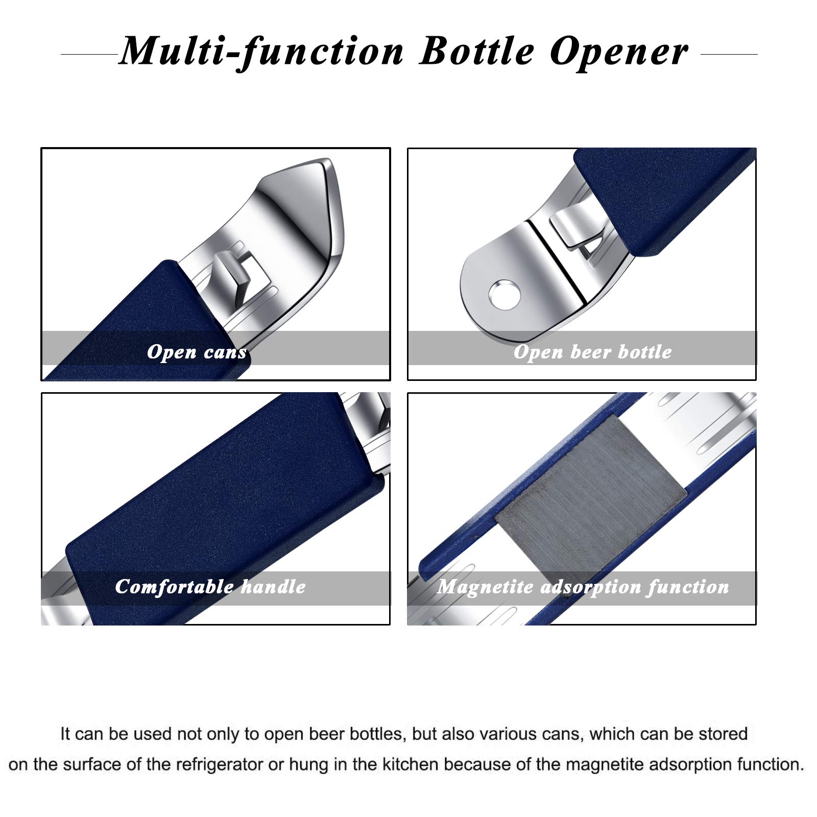 Abrelatas de botellas magnéticas de acero inoxidable, abrebotellas pequeño, con imán para acampar y viajar HANCELANT