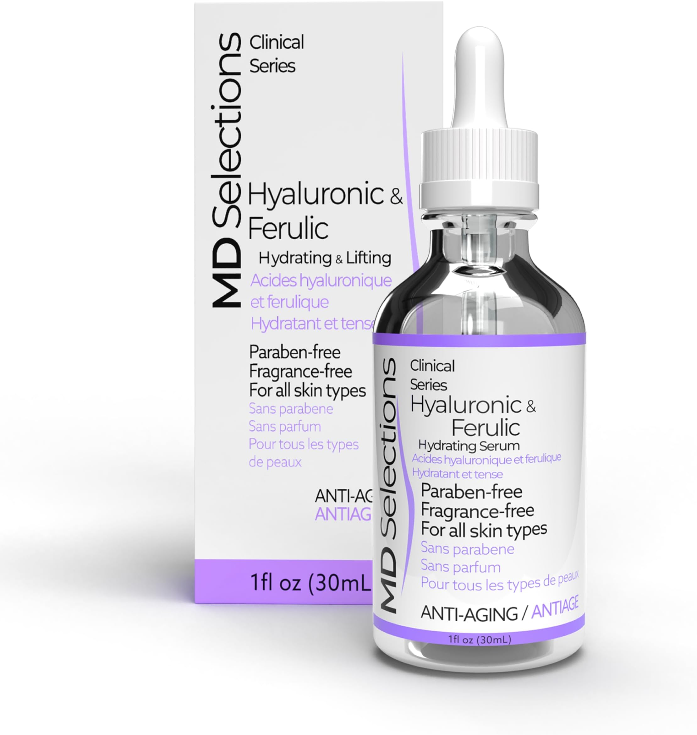 Hyaluronic & Ferulic Lifting Serum for Face Ultra Hydrating Anti Aging & Anti Wrinkle Skin Firming, Plumping Hyaluronic Acid Serum for Fine Lines and Wrinkles, 1 oz