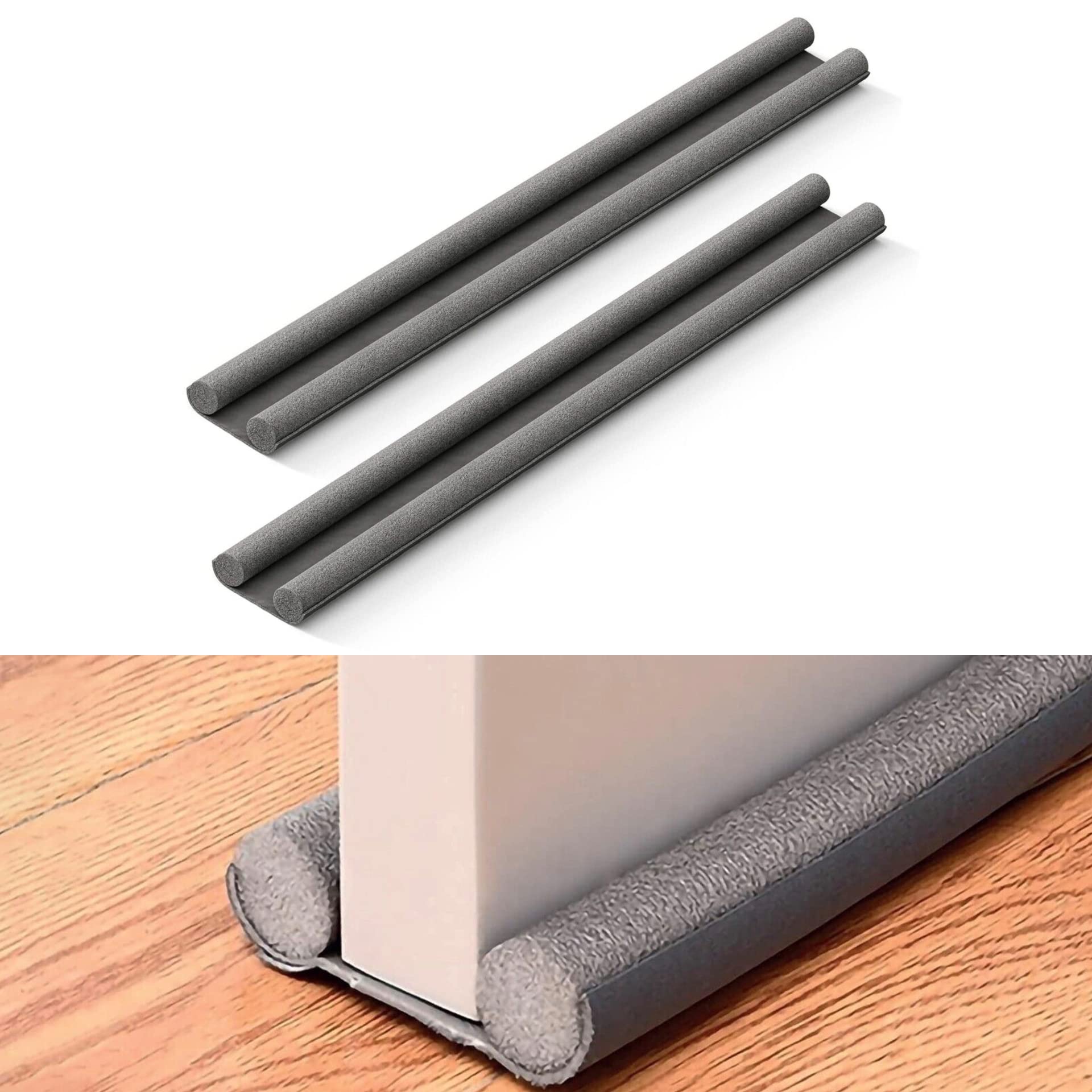 ADEPTNA 2 Pack Under Door Foam Double Draught Excluder - Soundproof Sweep Stopper Insulator Energy Saving Under Door Seal Draft