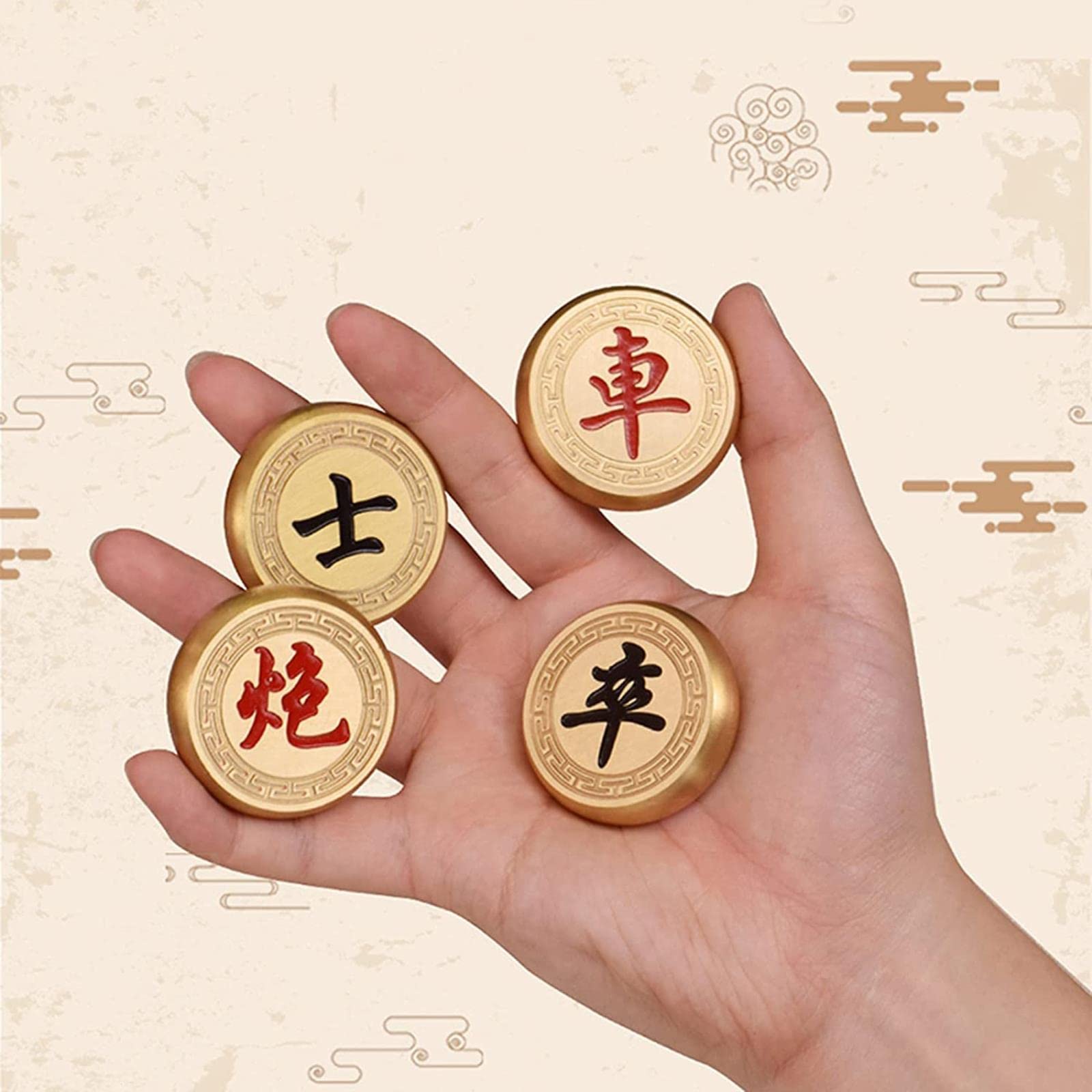 MRKU Set di Scacchi Cinesi in Ottone, Set di Scacchi Cinesi di Alta qualità, Giochi da Tavolo strategici per 2 Giocatori per Adulti e Famiglie, Il miglior Regalo