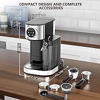 Vista 10 de COWSAR Máquina de café expreso de 20 bares, máquina comercial de café con leche y capuchino con espumador de leche automático, para café molido