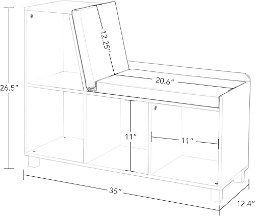 Miniatura 3 de RiverRidge Home RiverRidge Banco de almacenamiento, blanco con cubos amarillos dorados, pequeño