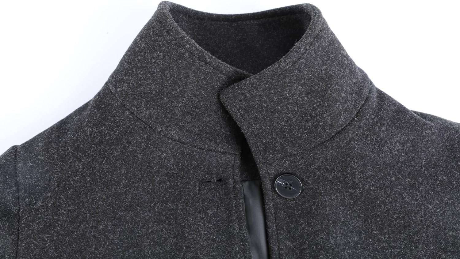 yoeasy Abrigo casual de mezcla de lana gruesa para mujer, cuello alto, botonadura única, abrigo de invierno de longitud media