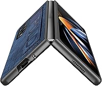 Vista 6 de Asuwish Funda de cuero para Samsung Galaxy Z Fold 4 5G 2022 y accesorios para celulares, funda de cuero con soporte para S Pen Ranura Correa de Azul