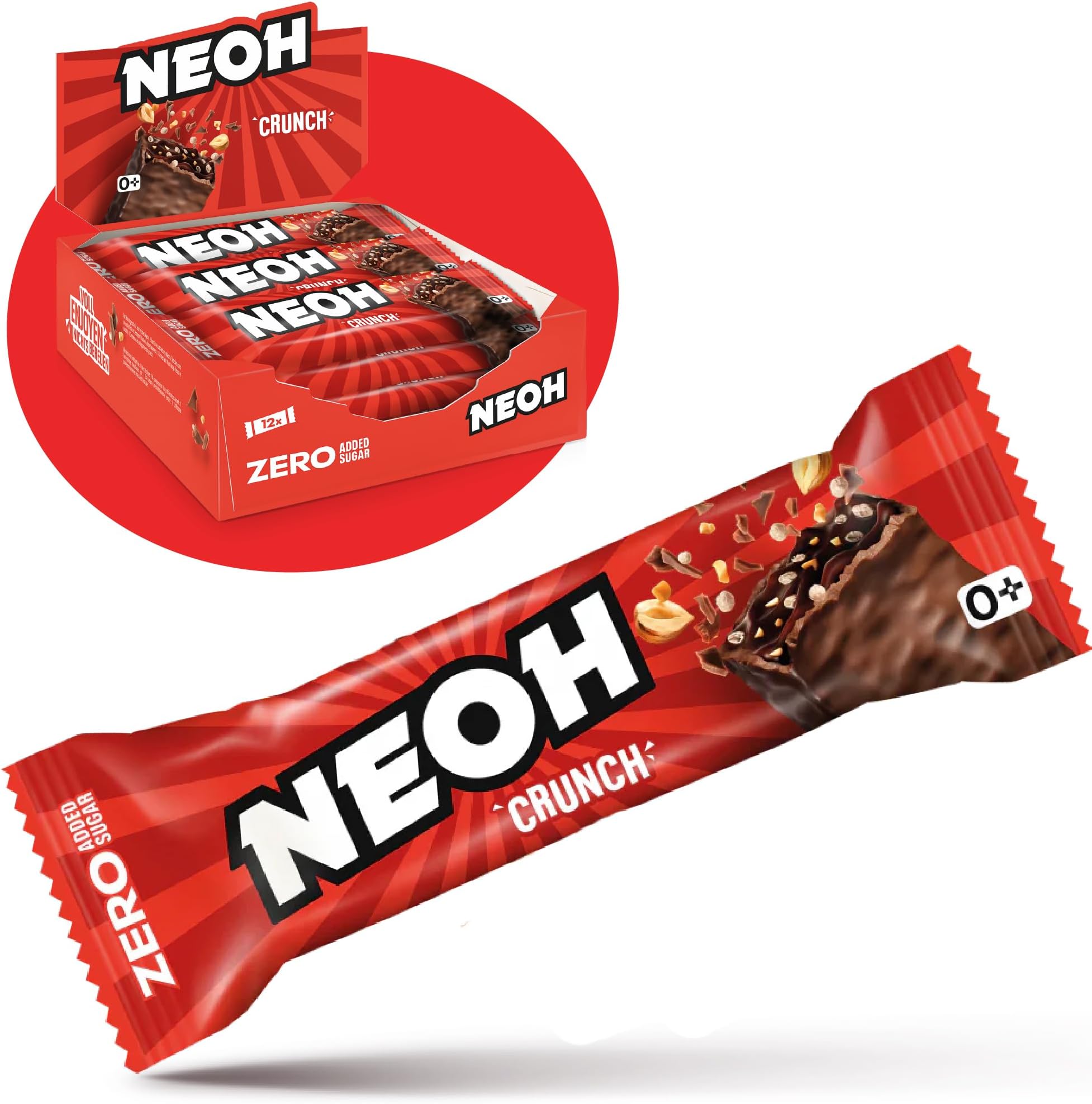 Zero Added Sugar Chocolate Crunch Bar | Keto-Friendly & Low Carb | 115 kcal & 1g Sugar | 6g Protein | The Healthy Alternative to Traditional Sweets | 12 x 28g