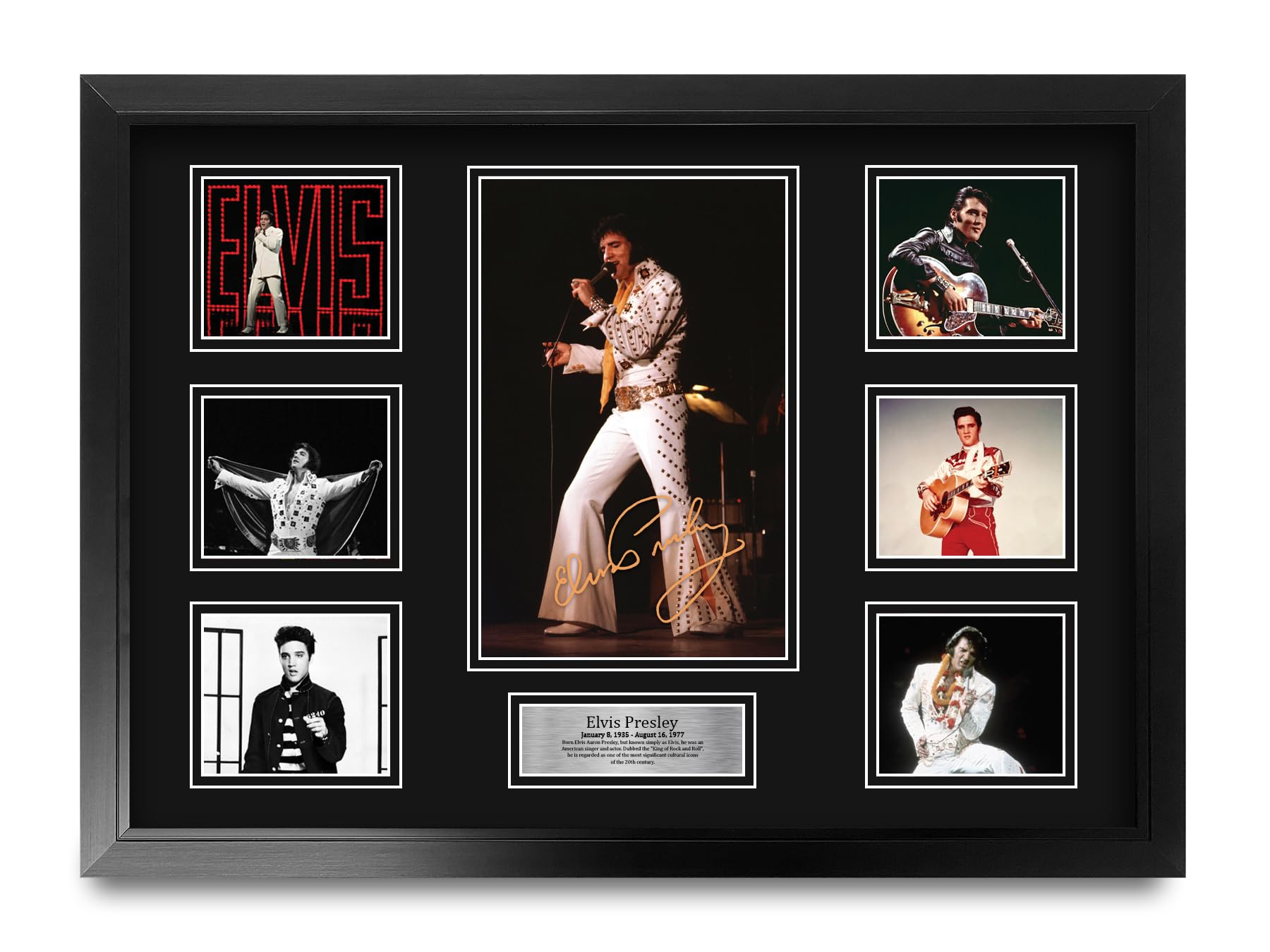 HWC Trading FR A2 Elvis Presley Gifts Deluxe Printed Signed Autograph Picture for The King of Rock and Roll - A2 Framed โ image 1