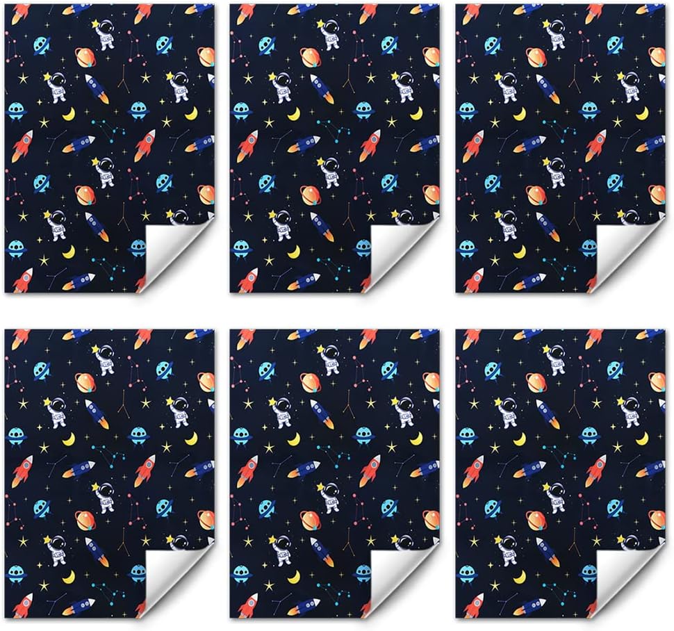 Geluode Birthday Wrapping Paper for Kids Boys Girls Space Lover, Outer Space Wrapping Paper for Birthday Baby Shower Kindergarten Party, 6 Sheets Folded Flat 20x28 Inches Per Sheet image 3