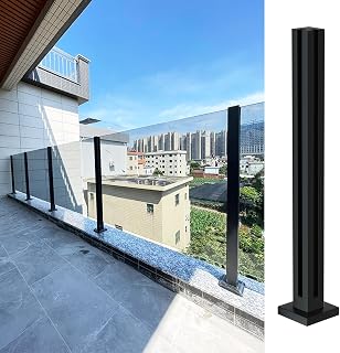 MM MELISEN Glasbalustradepfosten, Edelstahl 304 Glasgeländerpfosten für Stufen, Balkone, Treppen, Terrassen, Terrassentreppen. Es Kann Kein Handlauf Hinzugefügt Werden (60 cm-Eckpfosten)