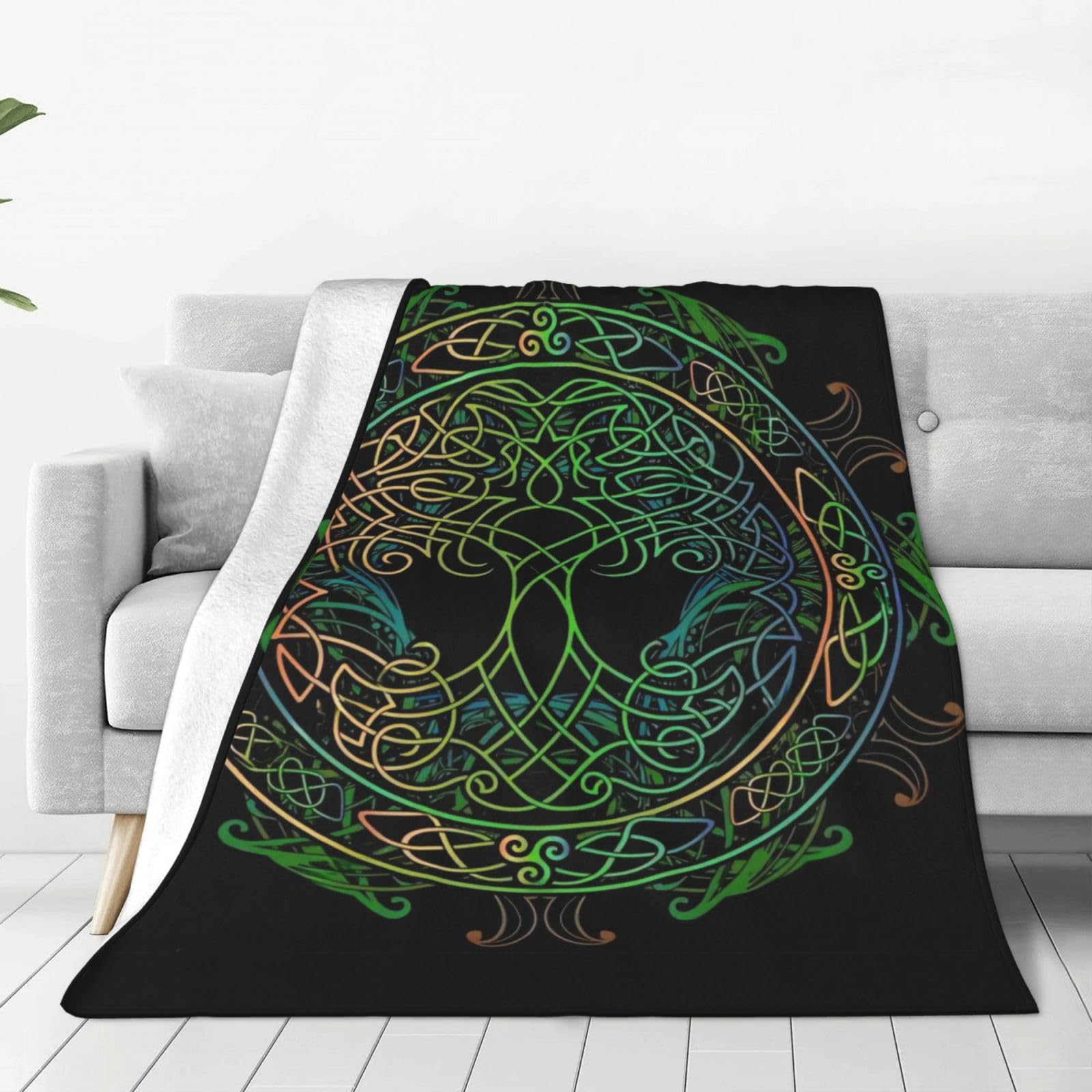 asbwuo Norse Viking Yggdrasil Tree Life Wiccan Throw Blanket,Lightweight Soft Flannel Blankets for Bed,Sofa,Couch,Camping for All Season