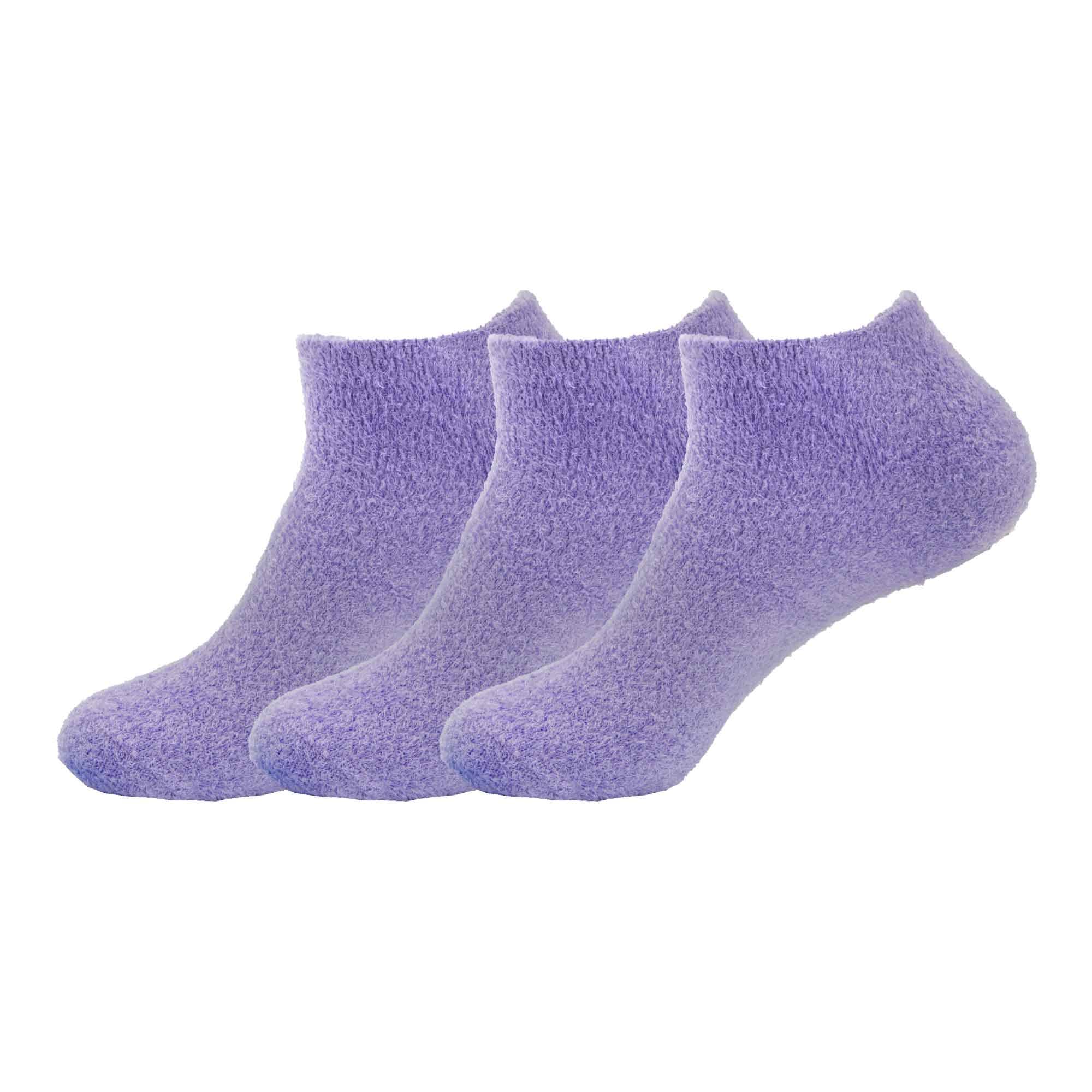 BambooMN Women's Super Soft Aloe Infused Fuzzy Nylon Spa Socks - Size 9-12 - Lavender Purple - 3 Pairs