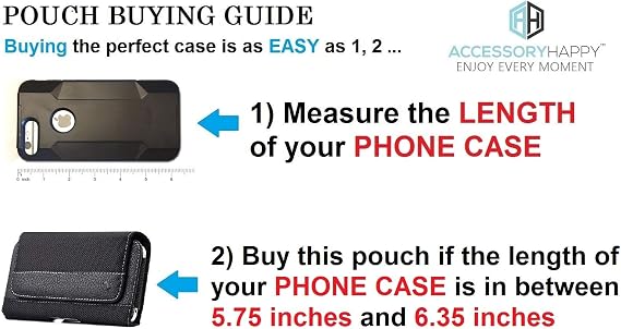 Magnetic Phone Holder Cell Phone Belt Pouch, Compatible w/iPhone Xs Max, 8 Plus 7 Plus 6 Plus Holster Clip fits w/Commuter Slim Case On or Bare Phone - MAX Inside Dims [6.35 X 3.25 X 0.5]