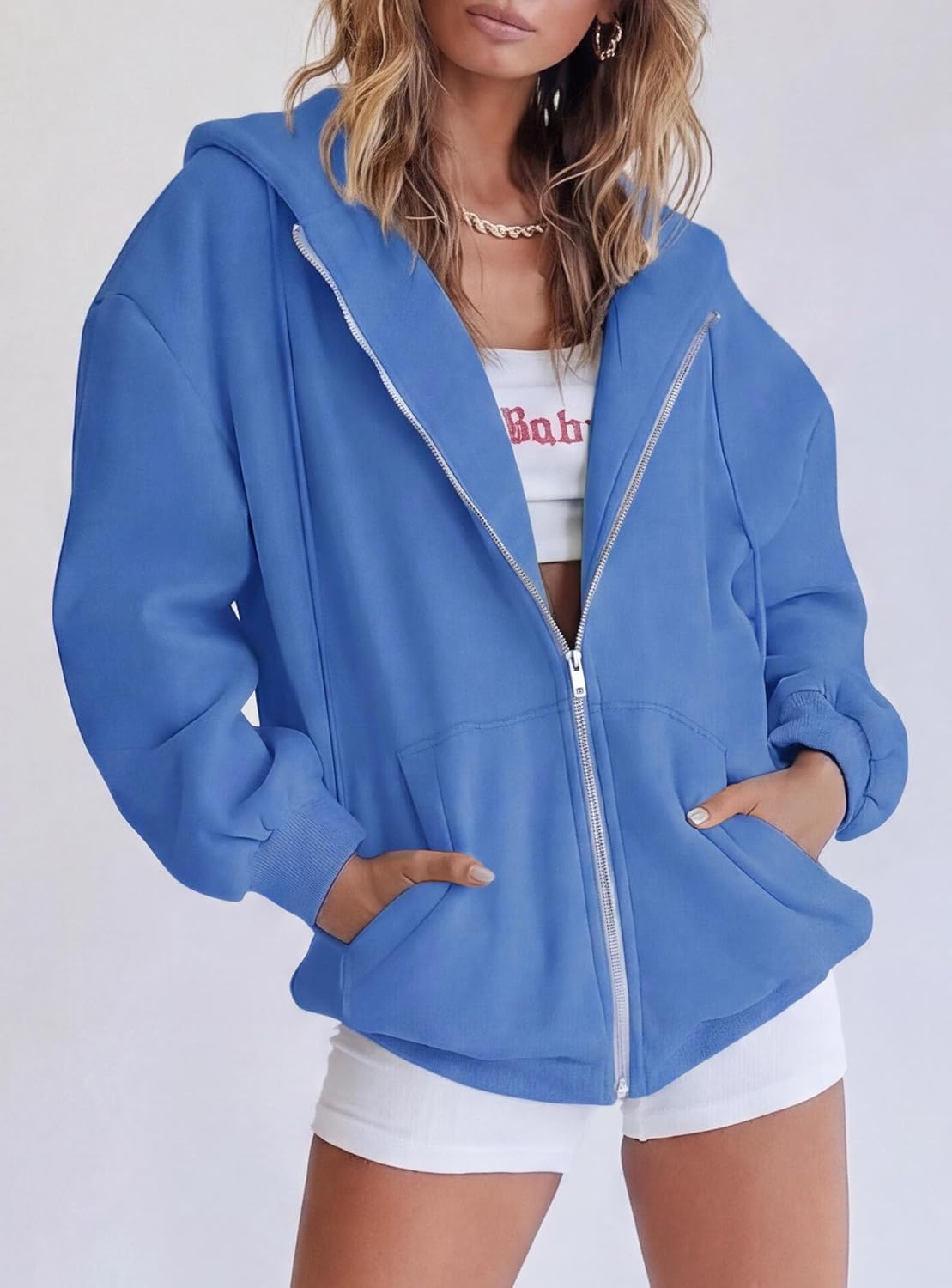  Women's Fall Zip Up Hoodies Sweatshirts | Comfy Fleece Lined, Long Sleeve Pockets, Drawstring Hooded, Loose Fit, Trendy Y2K, Track Jackets, Spring Winter Clothing thumbnail
