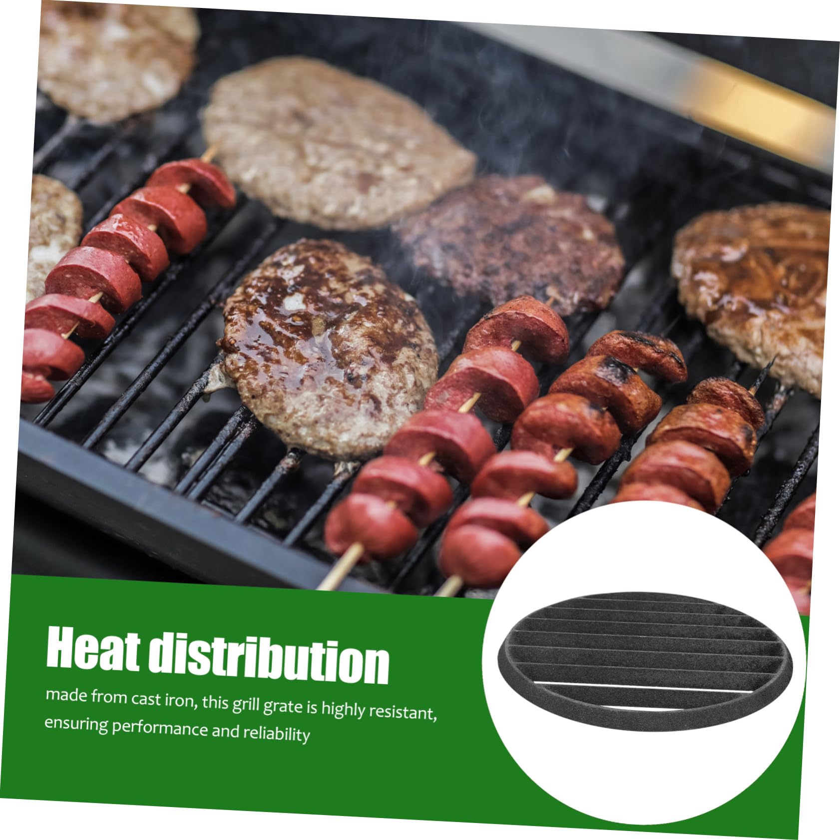 Kisangel Grille Ronde de Cuisson en Fonte pour Foyer Extérieur et Camping