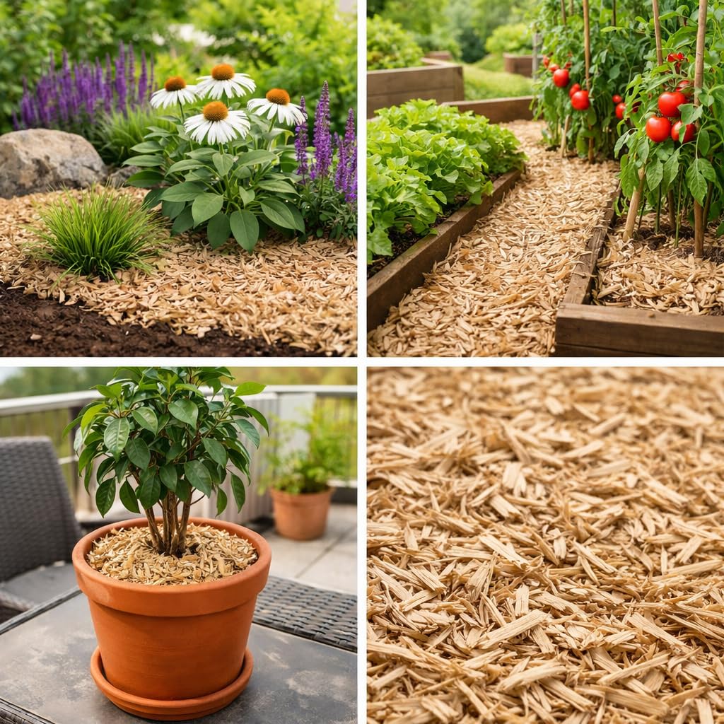 MISCANTHUS WIEDEMANN® | 120 Liter Ballen Bio Miscanthus Gartenmulch | Umweltfreundlicher Mulch für Gartenbeete und Gartengestaltung | Alternative zu Rindenmulch und Hackschnitzel
