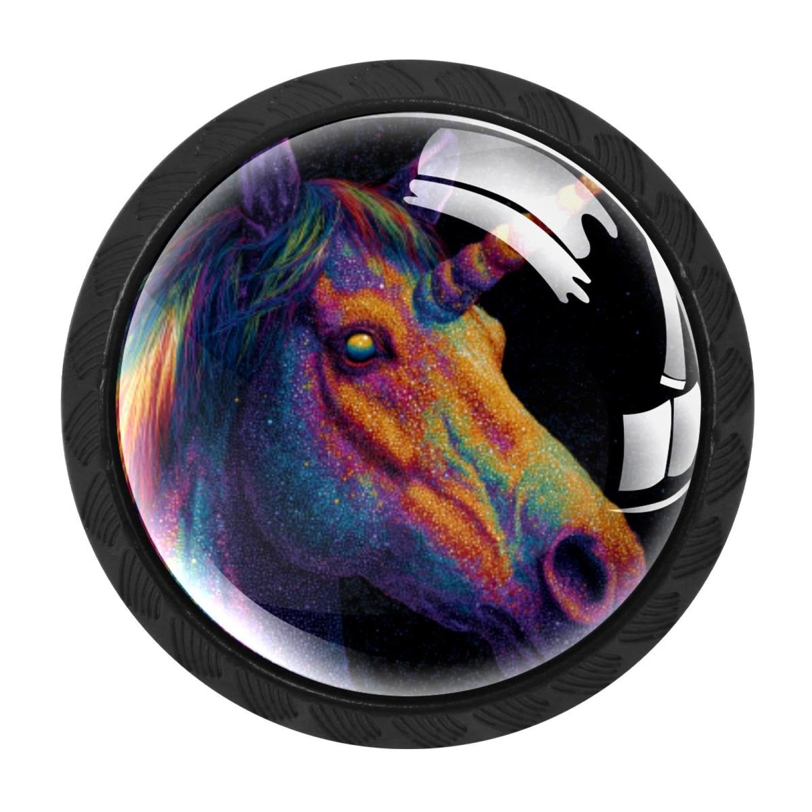 Chenzzzz Multicolored 20 4 Pack Black Starry Sky Rainbow Unicorn (1) Cabinet Pulls With Screws, Kitchen Cabinet Knobs Hardware