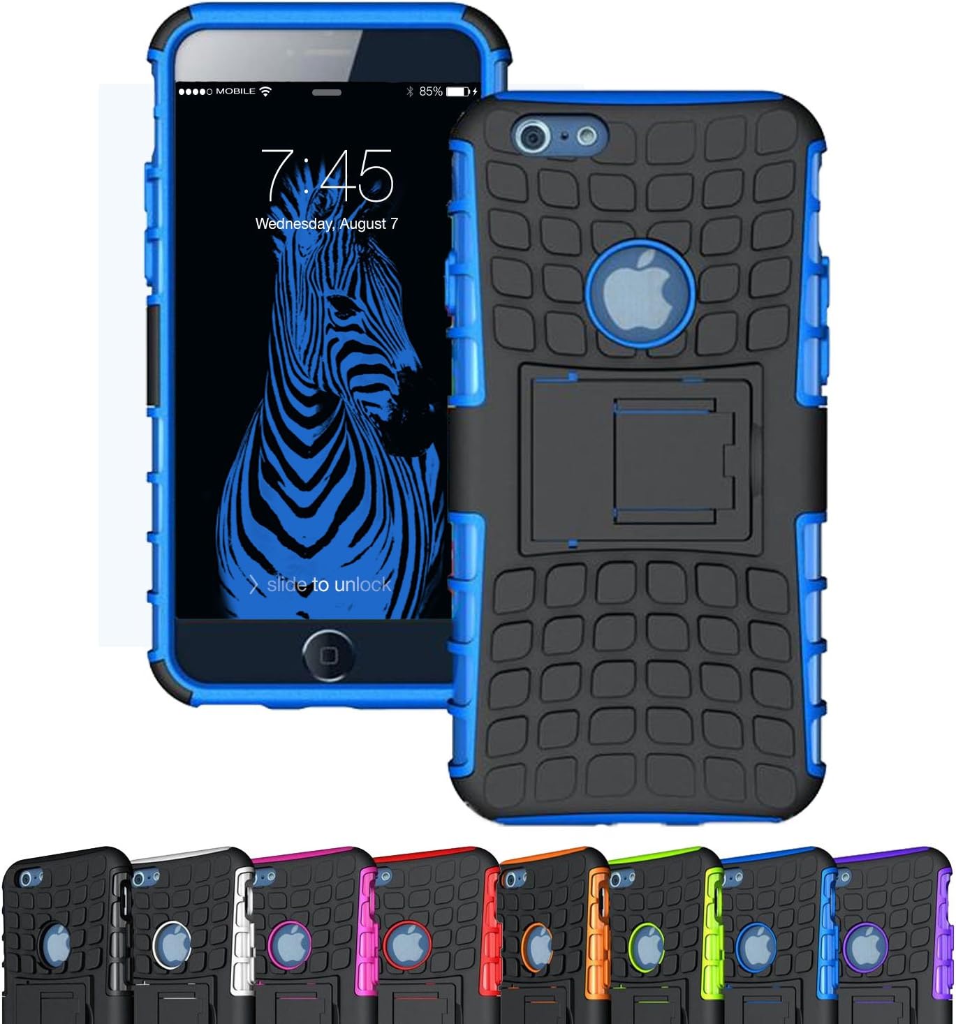 iPhone 6 Case, (4.7 Inch) Heavy Duty Armor Hard / Soft Dual Layer Impact Resistant Shock Absorbent Drop Protective Cases By Vallt Cover For Apple I Phone (Blue)