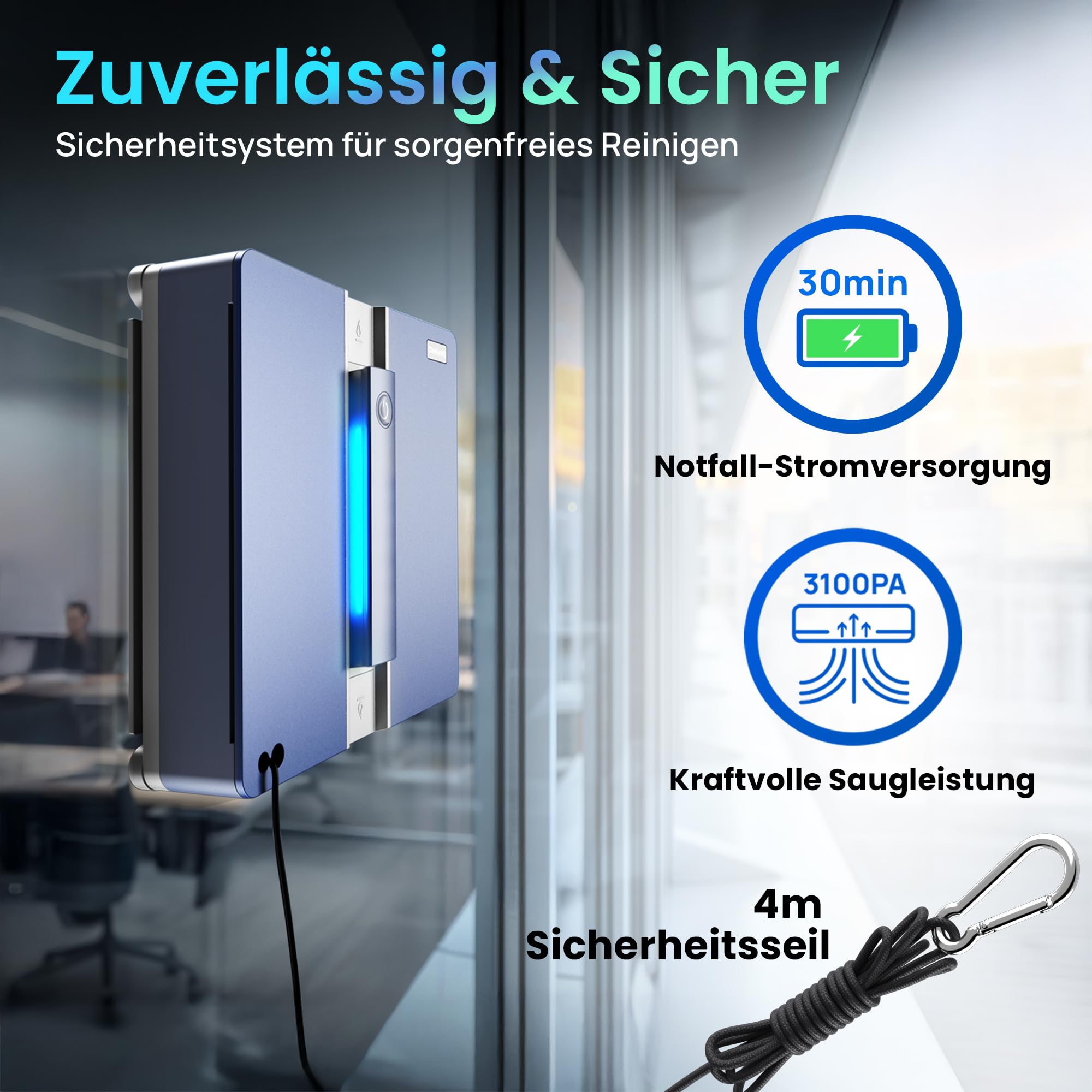 X9 Pro (DE) Elektrischer Fensterputzer – Intelligenter Fensterputzroboter mit 4-Wege-Sprühfunktion, Präziser Navigation, Randerkennung, LED-Status, Leisem Betrieb & Deutscher Sprachausgabe