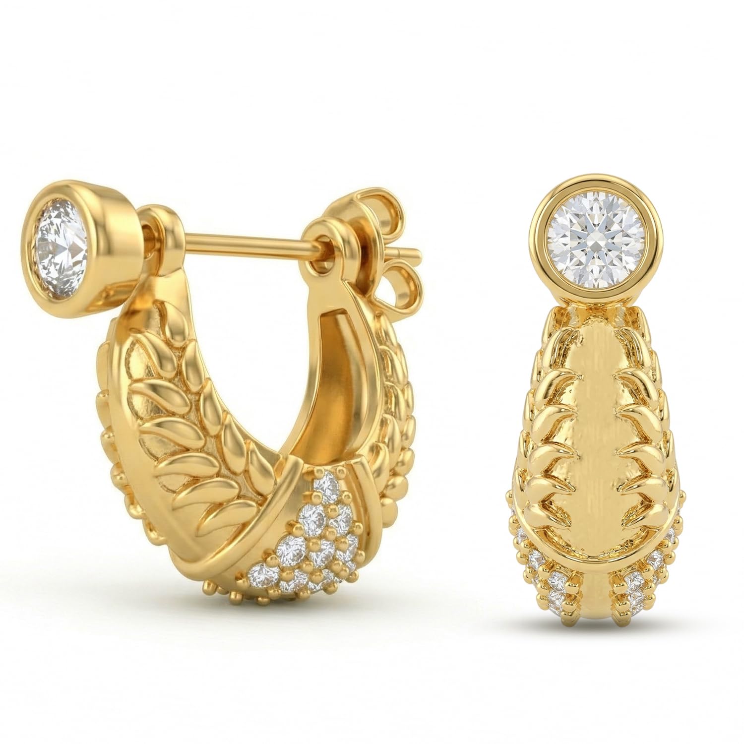 vama FASHIONS 18K Gold Plated Anti Tarnish Crystal Stone Round Kaju Bali Ear Stud Huggie Hoop Ear Rings Piercing Kan Ki Baali Earrings For Men & Boys-picture-39