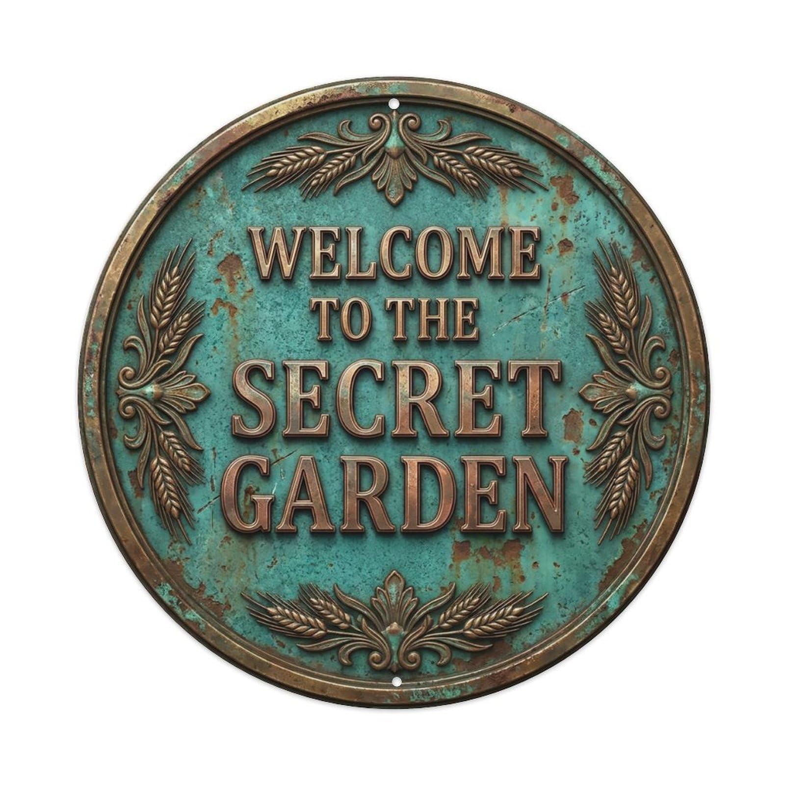 Vintage Welcome Secret Garden Rustic Metal Tin Sign