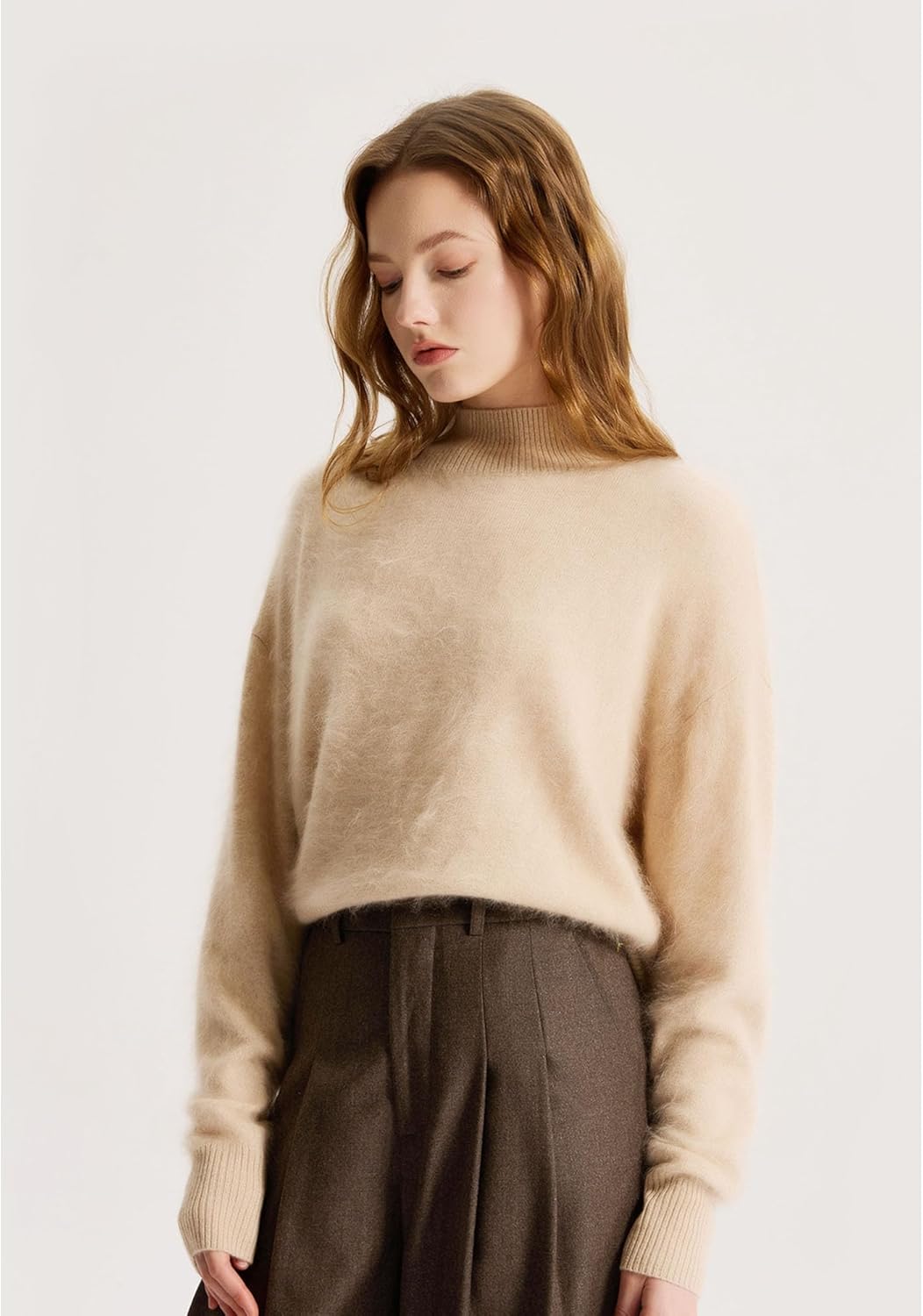 GreenMount Women's 100% Pure Brushed Turtleneck Pullover Cashmere Sweater Long SleevesWarm Soft Boxy Sweater for Women - Image 5